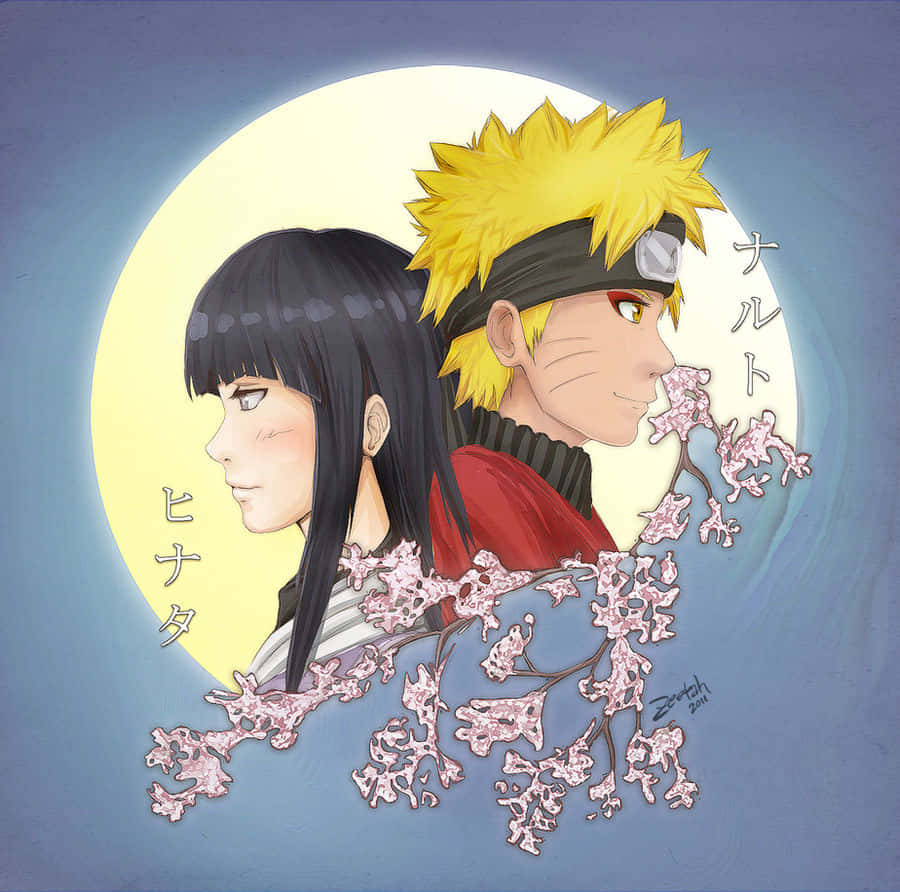นารูโตะและฮินาตะสุดน่ารักกับดอกซากุระ วอลเปเปอร์