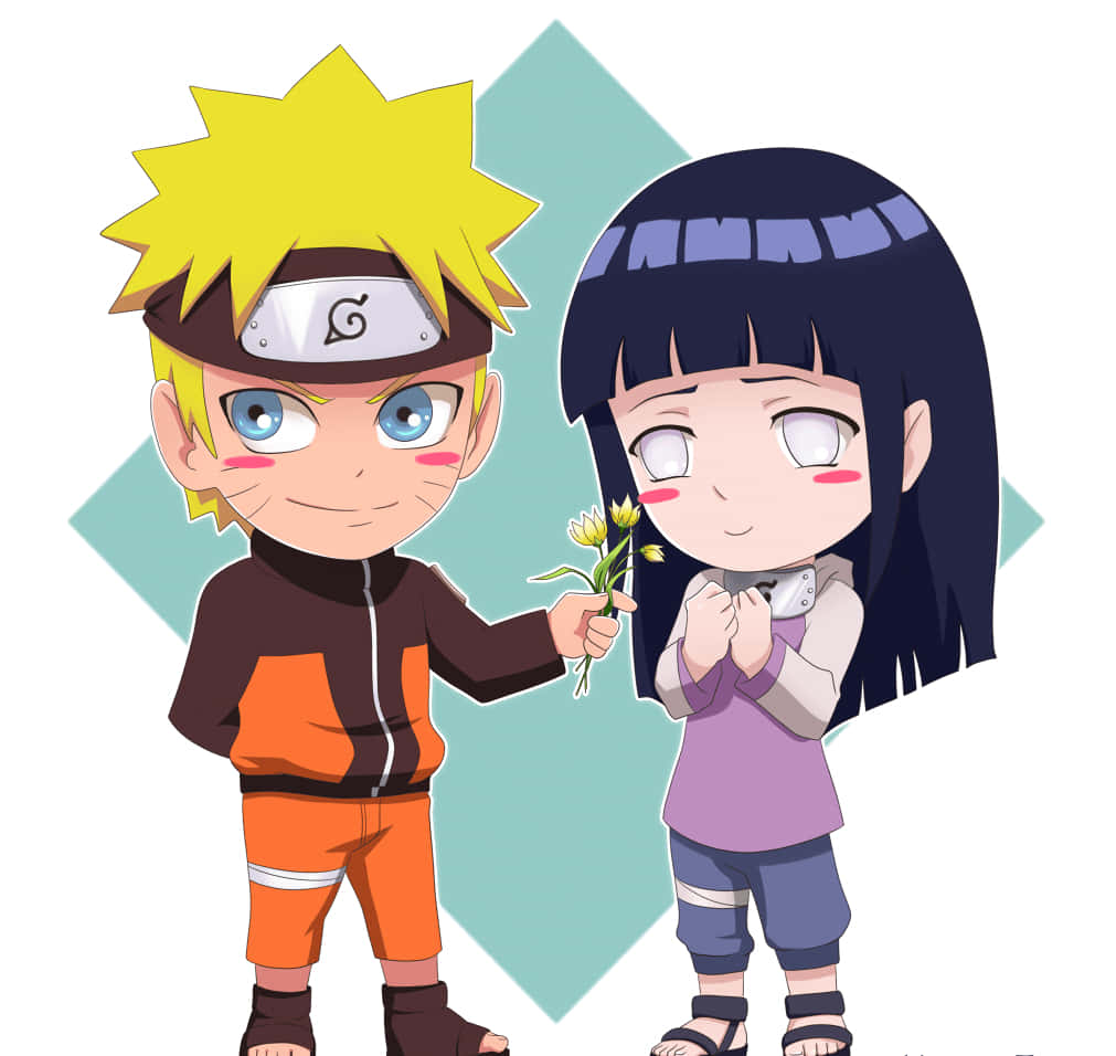 นารูโตะและฮินาตะสุดน่ารักในแฟนอาร์ต วอลเปเปอร์