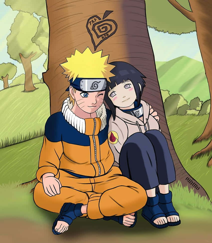 นารูโตะและฮินาตะสุดน่ารักเดทในสวนสาธารณะ วอลเปเปอร์