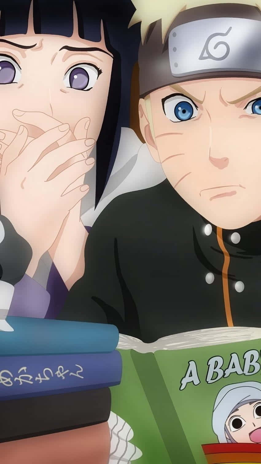 นารูโตะและฮินาตะน่ารักกำลังอ่านหนังสือ วอลเปเปอร์