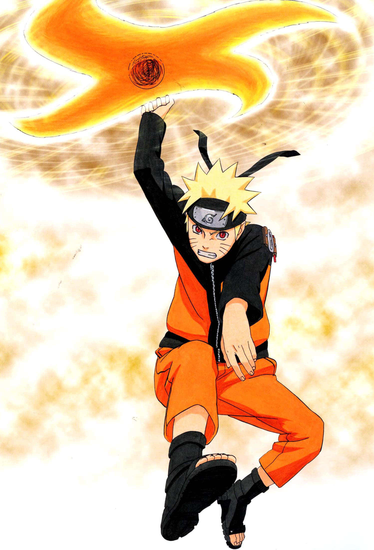 นารูโตะในท่าแอ็กชันสุดมันส์บนฉากหลังสุดลึกลับ วอลเปเปอร์