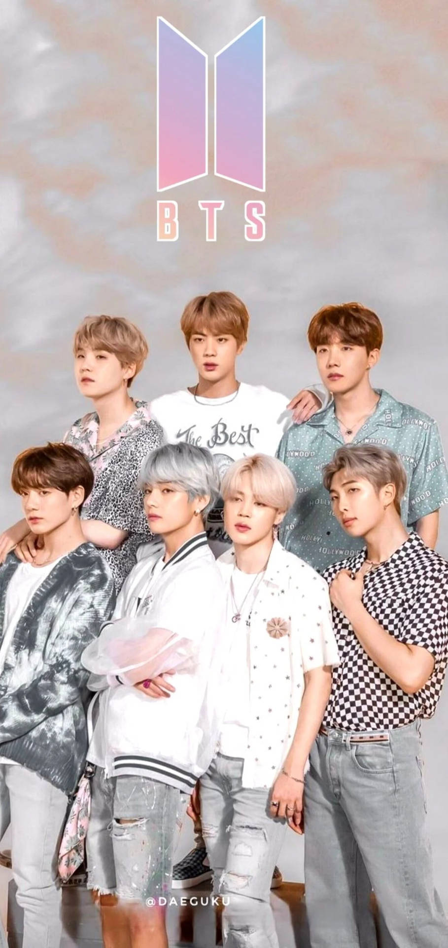 น่ารัก BTS รวมตัวโพสท่าใต้โลโก้ BTS — โลโก้ BTS GIF วอลเปเปอร์