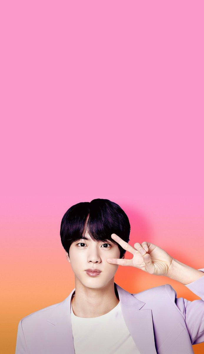 น่ารัก จิน BTS สีชมพูและส้มเกรเดียนต์ วอลเปเปอร์