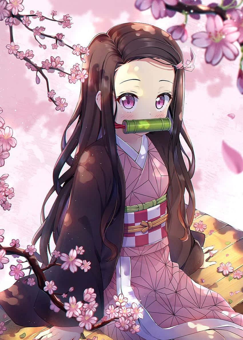 น่ารัก เนซึโกะ คามาโดะ ซากุระ อาร์ต — น่ารัก อนิเมะ GIF วอลเปเปอร์
