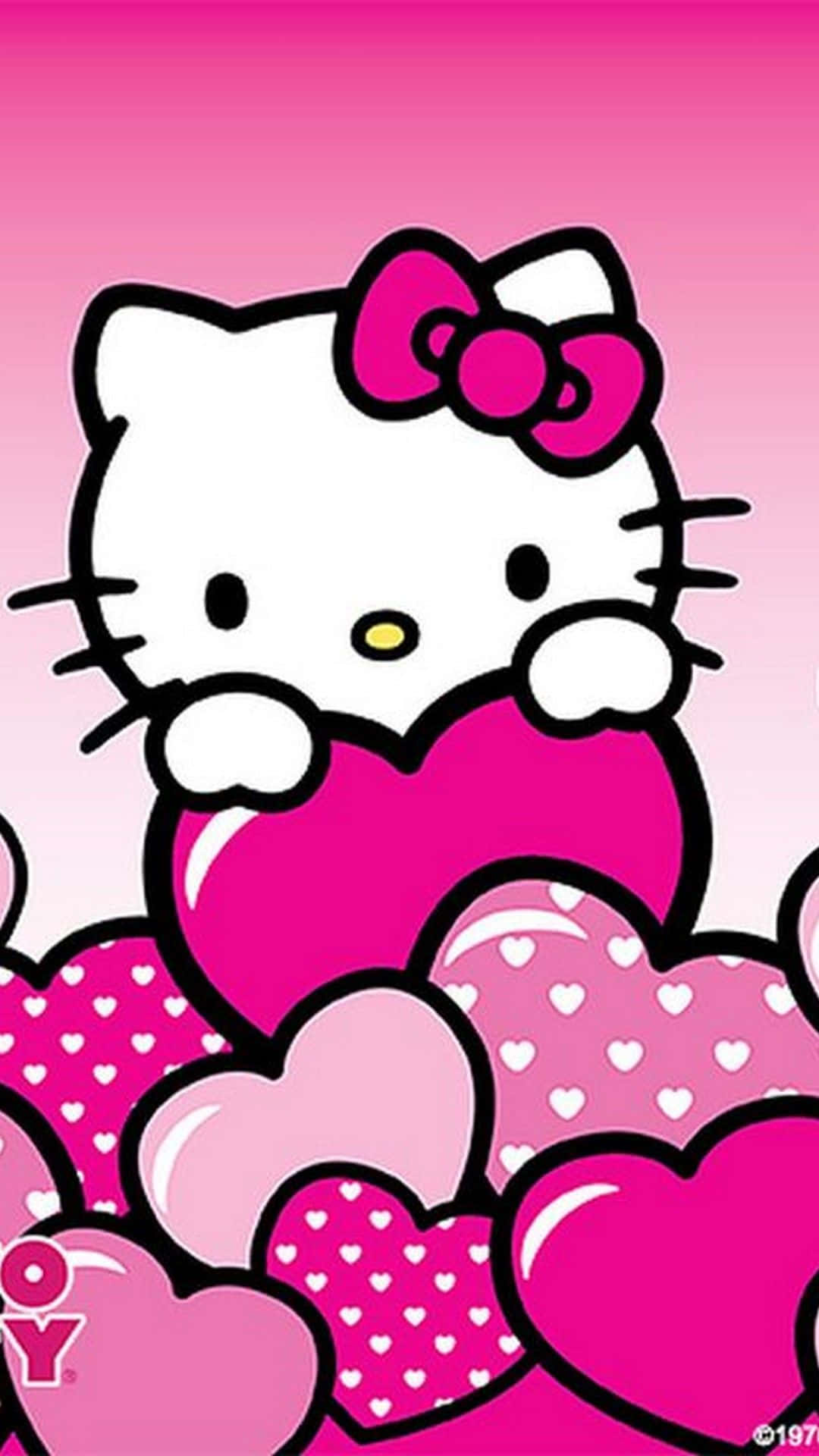 น้องแมวคิ้วท์สีชมพู Hello Kitty กอดหัวใจ — หัวใจ วอลเปเปอร์