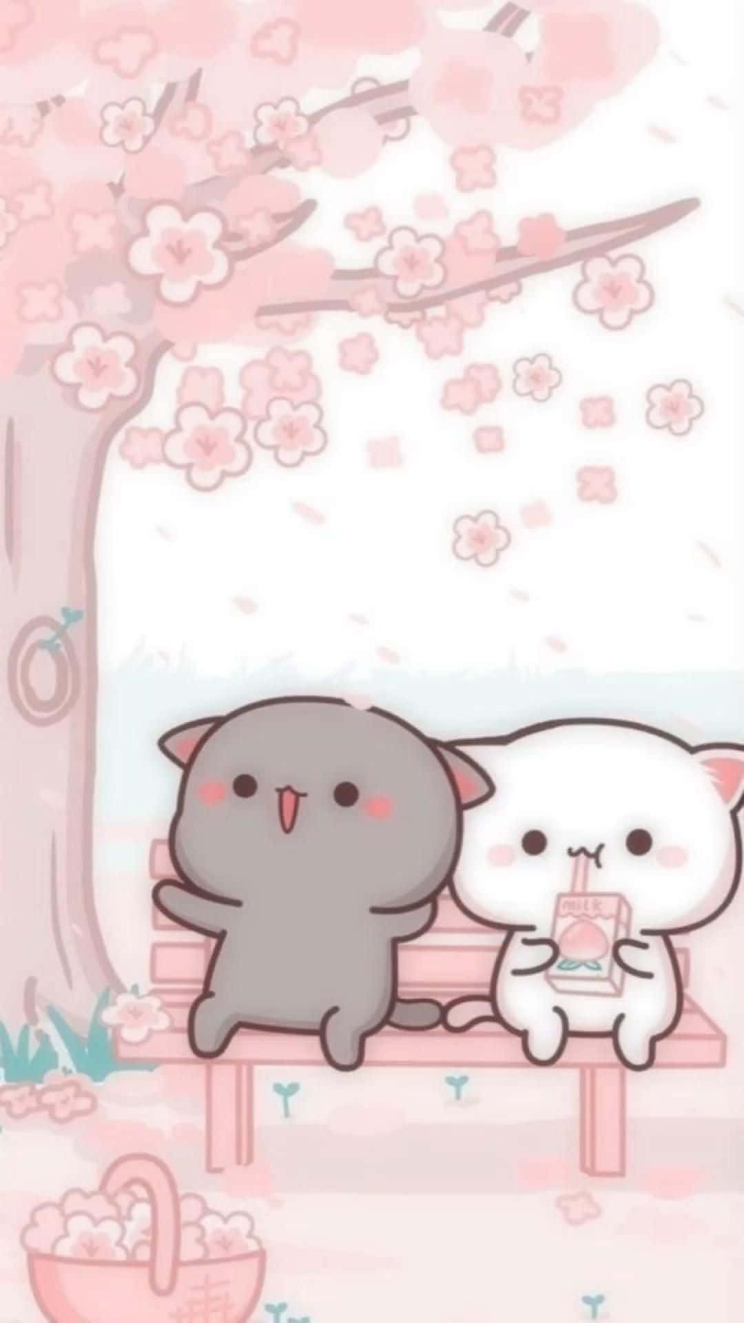 น้องแมวน่ารักสไตล์คาวาอิ พีชและโกมะ วอลเปเปอร์