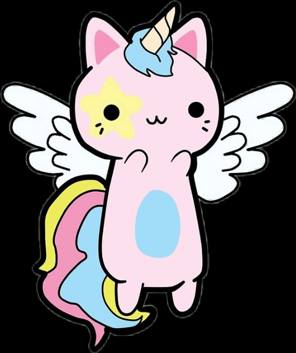 น้องแมวมีปีกยูนิคอร์นน่ารัก วอลเปเปอร์