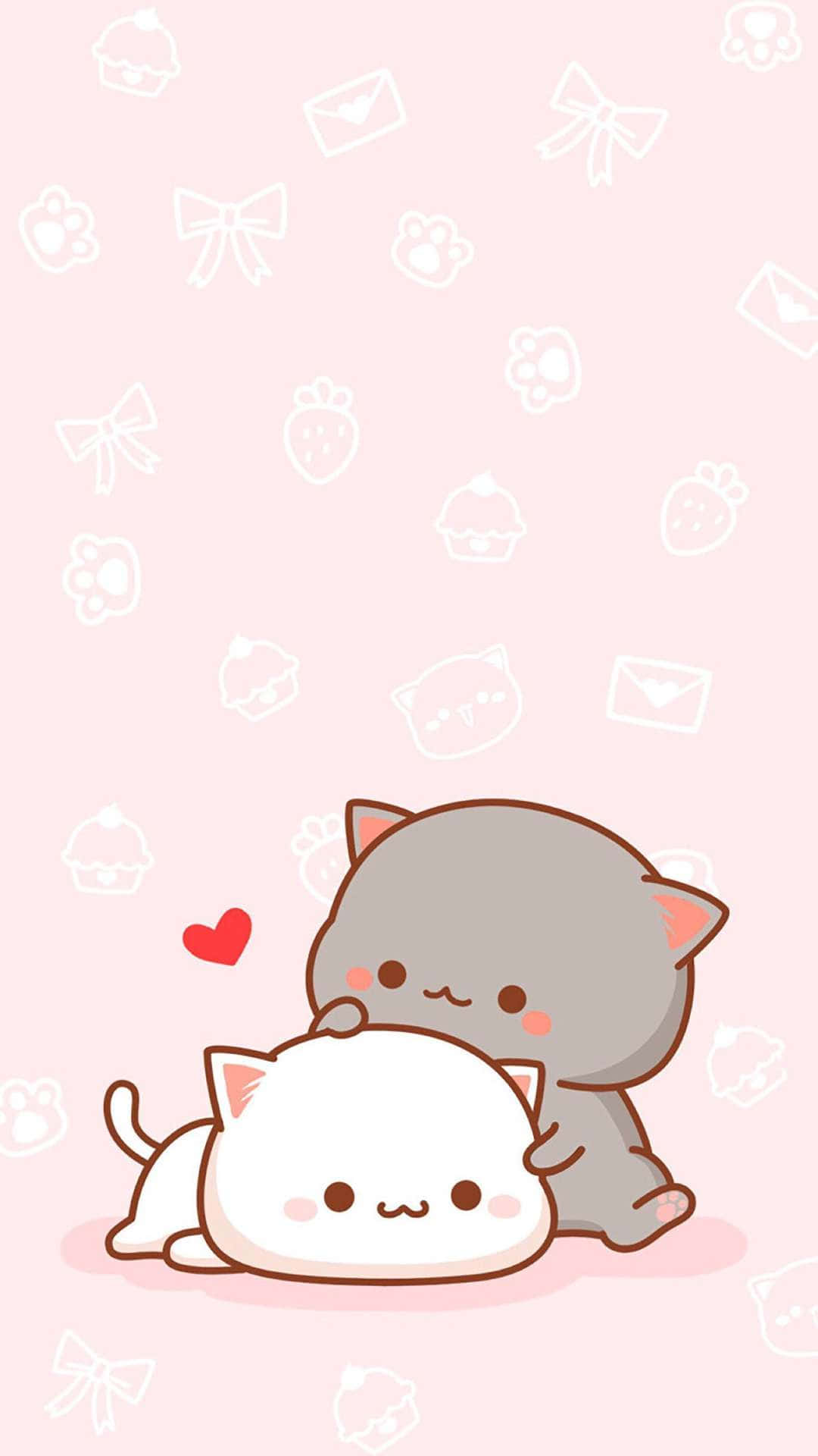 น้องแมวอนิเมะน่ารัก พีชและโกมะ วอลเปเปอร์