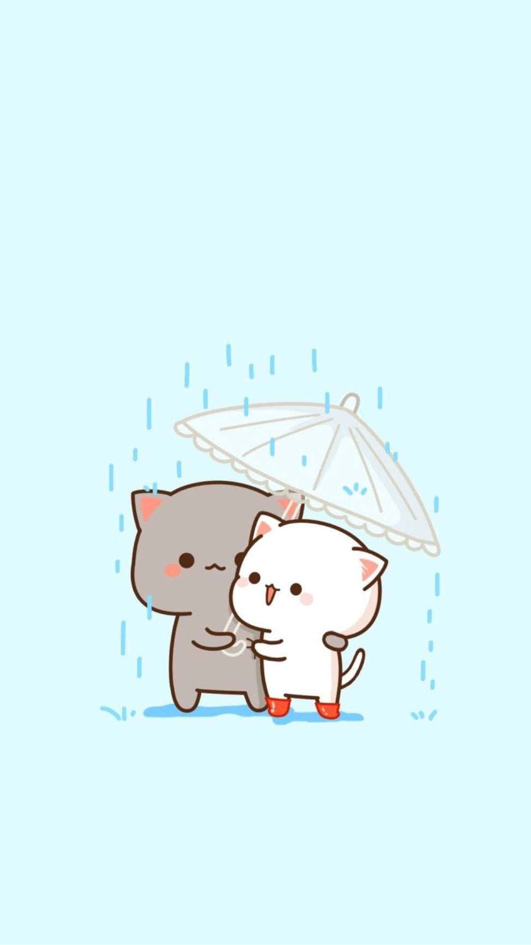 น้องแมวอนิเมะน่ารักสไตล์คาวาอี้โมจิ วอลเปเปอร์