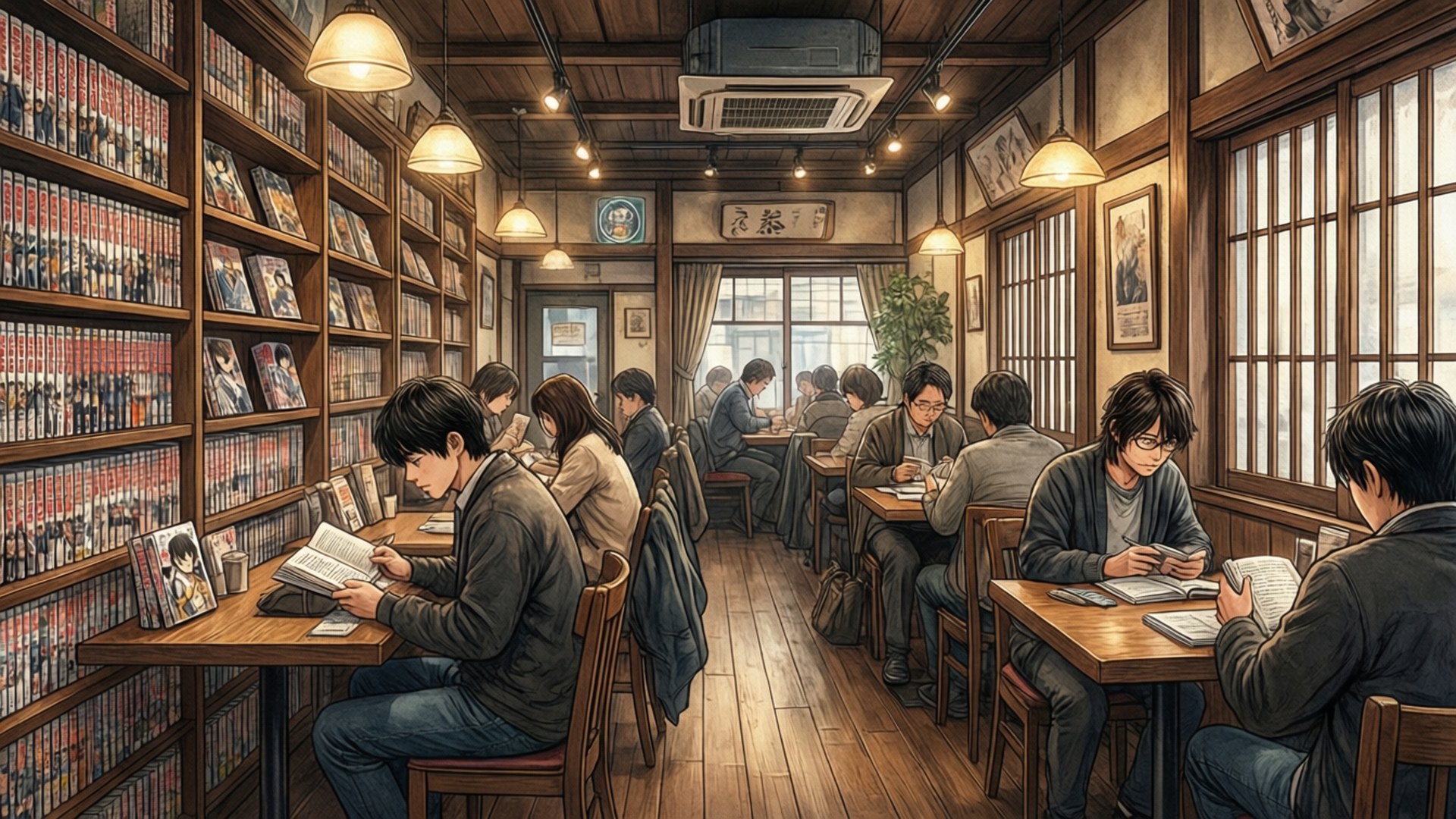 บรรยากาศร้านมังงะคาเฟ่ วอลเปเปอร์