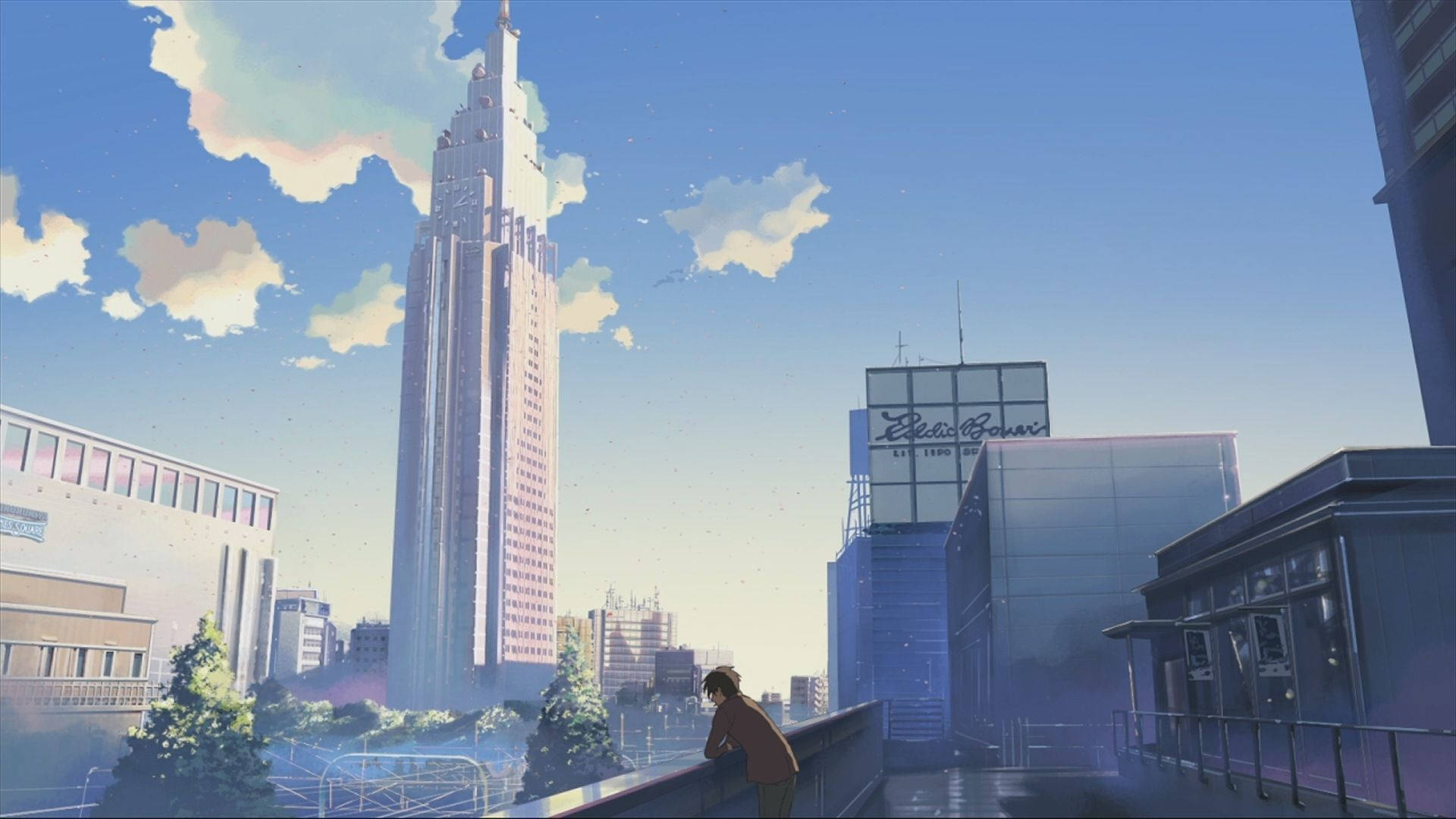 บรรยากาศเมืองอนิเมะสีฟ้า — อนิเมะเมือง GIF วอลเปเปอร์