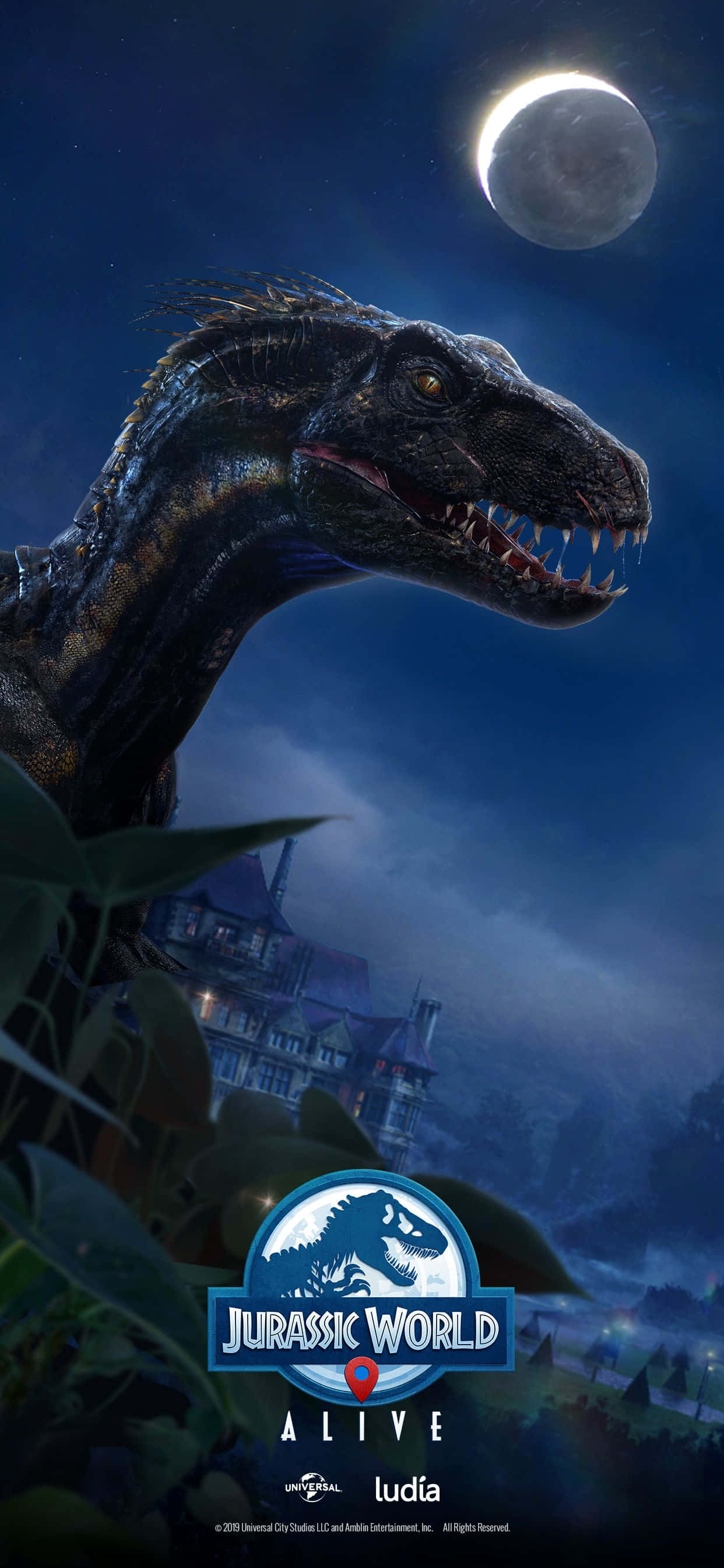 Blue Jurassic World กลางคืน วอลเปเปอร์