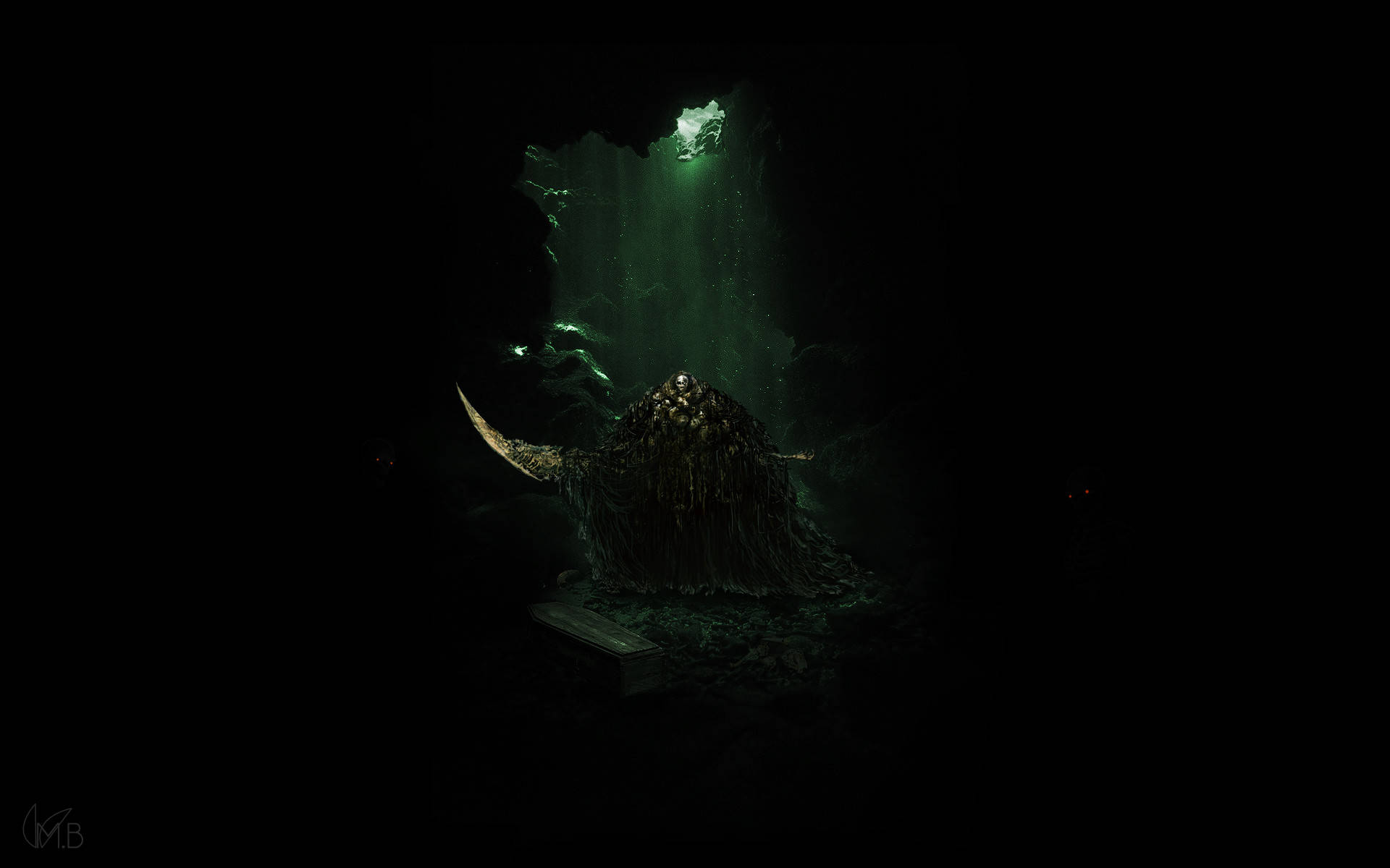 บอสจากเกม Dark Souls ในถ้ำมืด วอลเปเปอร์