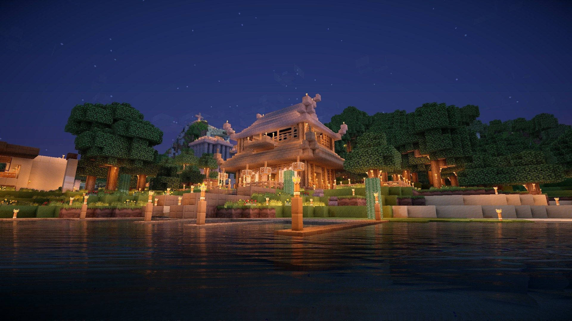 บ้านญี่ปุ่นดั้งเดิมใน Minecraft PC วอลเปเปอร์