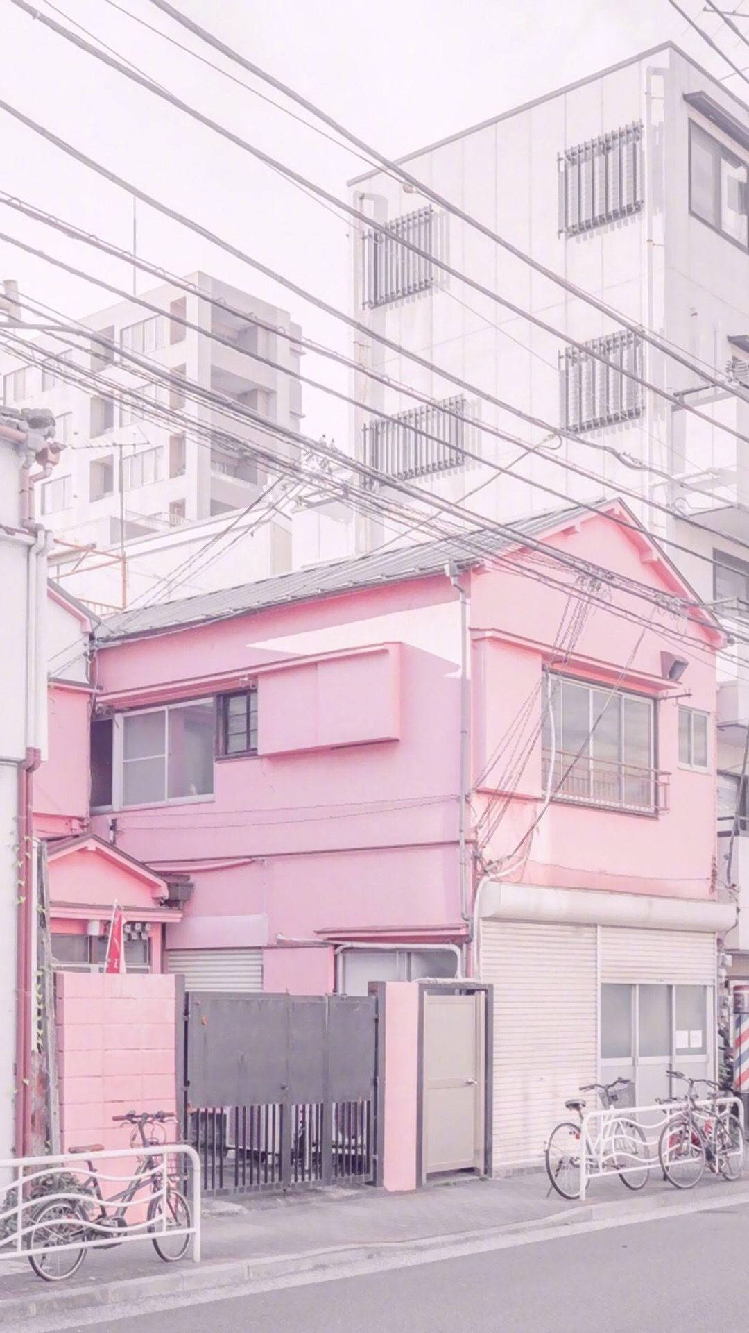 บ้านสไตล์สวยงามสีชมพูน่าอยู่ วอลเปเปอร์