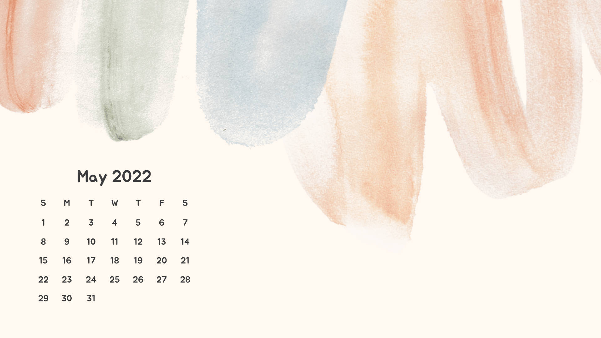 ปฏิทินพฤษภาคม 2022 — พาสเทลสวยงาม วอลเปเปอร์