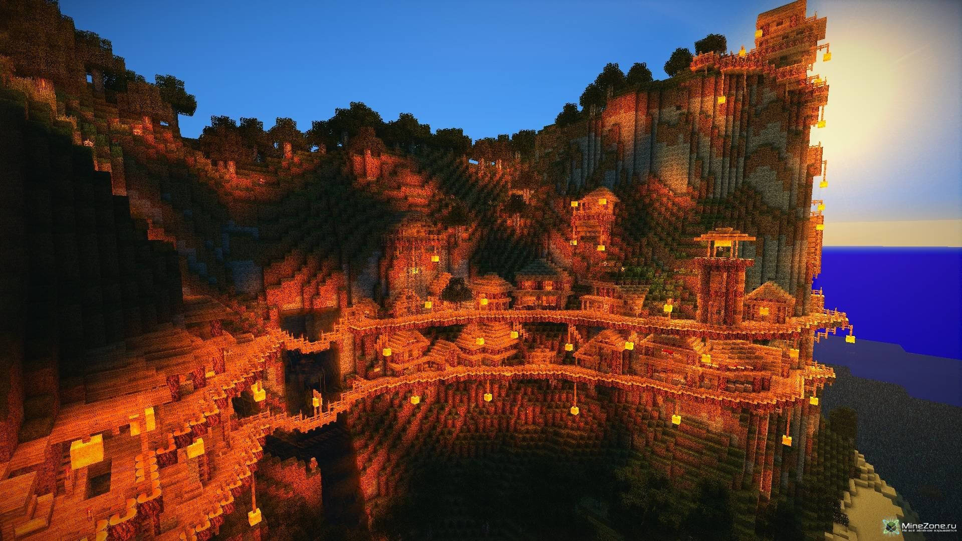 ปราสาทสีน้ำตาลสไตล์ Minecraft วอลเปเปอร์