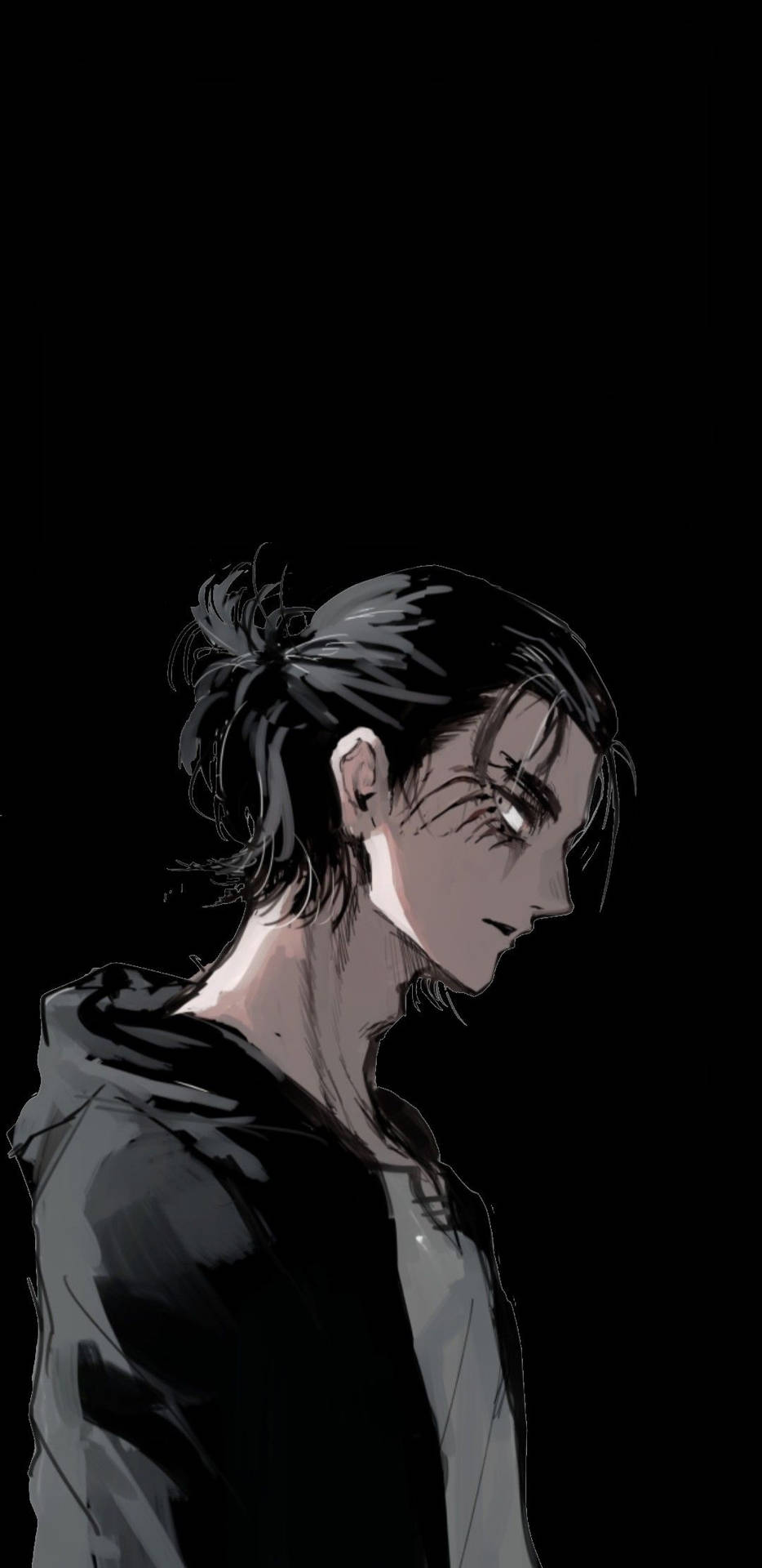 ปลดปล่อยความโกรธเกรี้ยว: ภาพประกอบขาวดำของเอเรน เยเกอร์ — อนิเมะมืด GIF วอลเปเปอร์