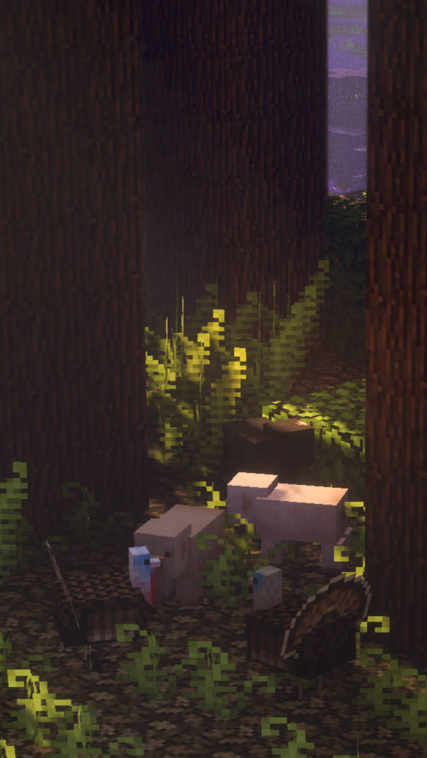 ป่ามืดลับในสไตล์ Minecraft สวยงาม วอลเปเปอร์