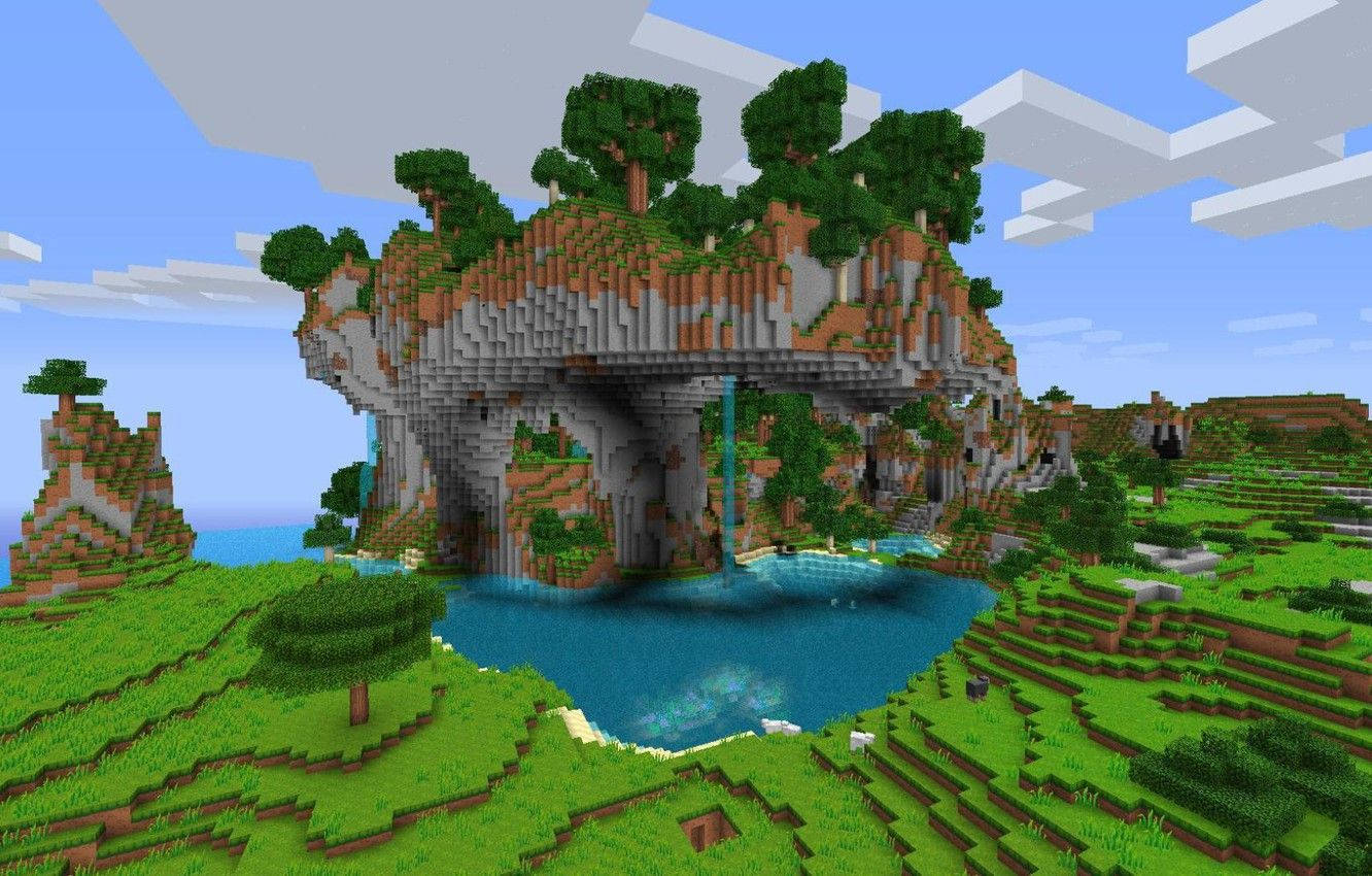 ป่าไม้สูงตระหง่านสวยงามใน Minecraft วอลเปเปอร์