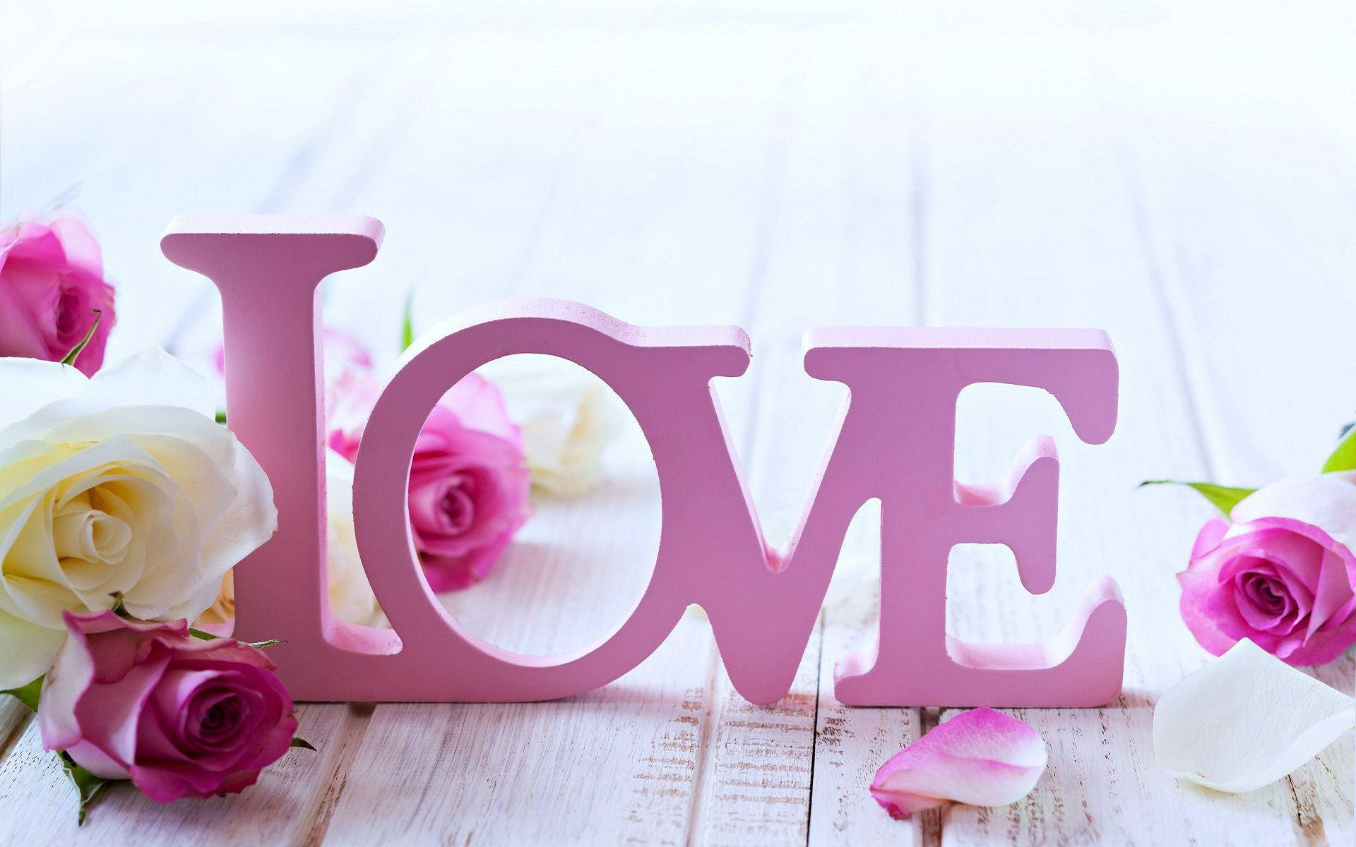 ป้าย Love สีชมพู วอลเปเปอร์