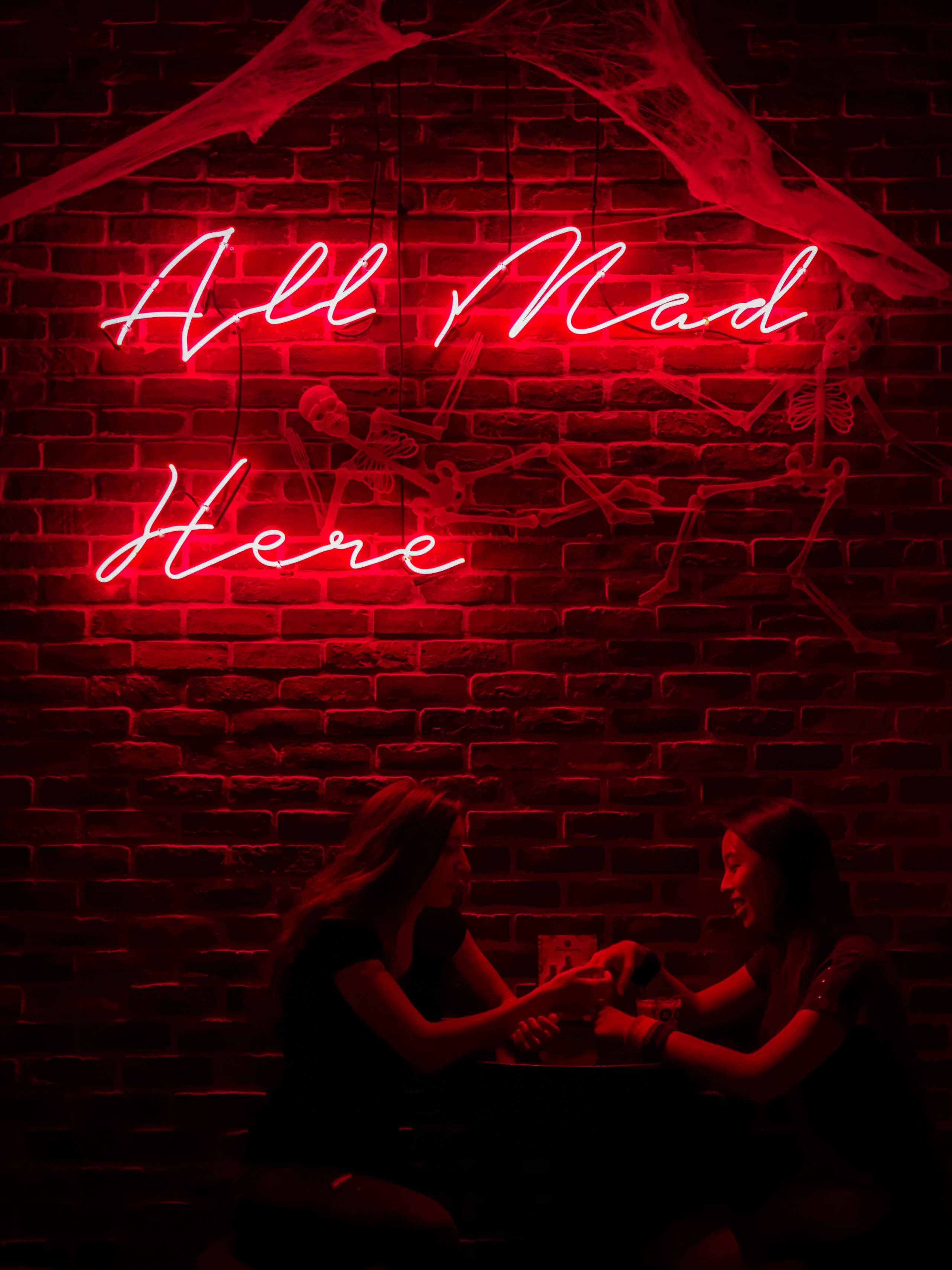 ป้ายนีออน All Mad Here วอลเปเปอร์