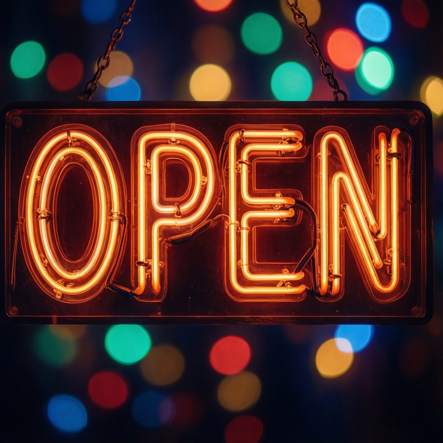 ป้ายนีออน OPEN วอลเปเปอร์