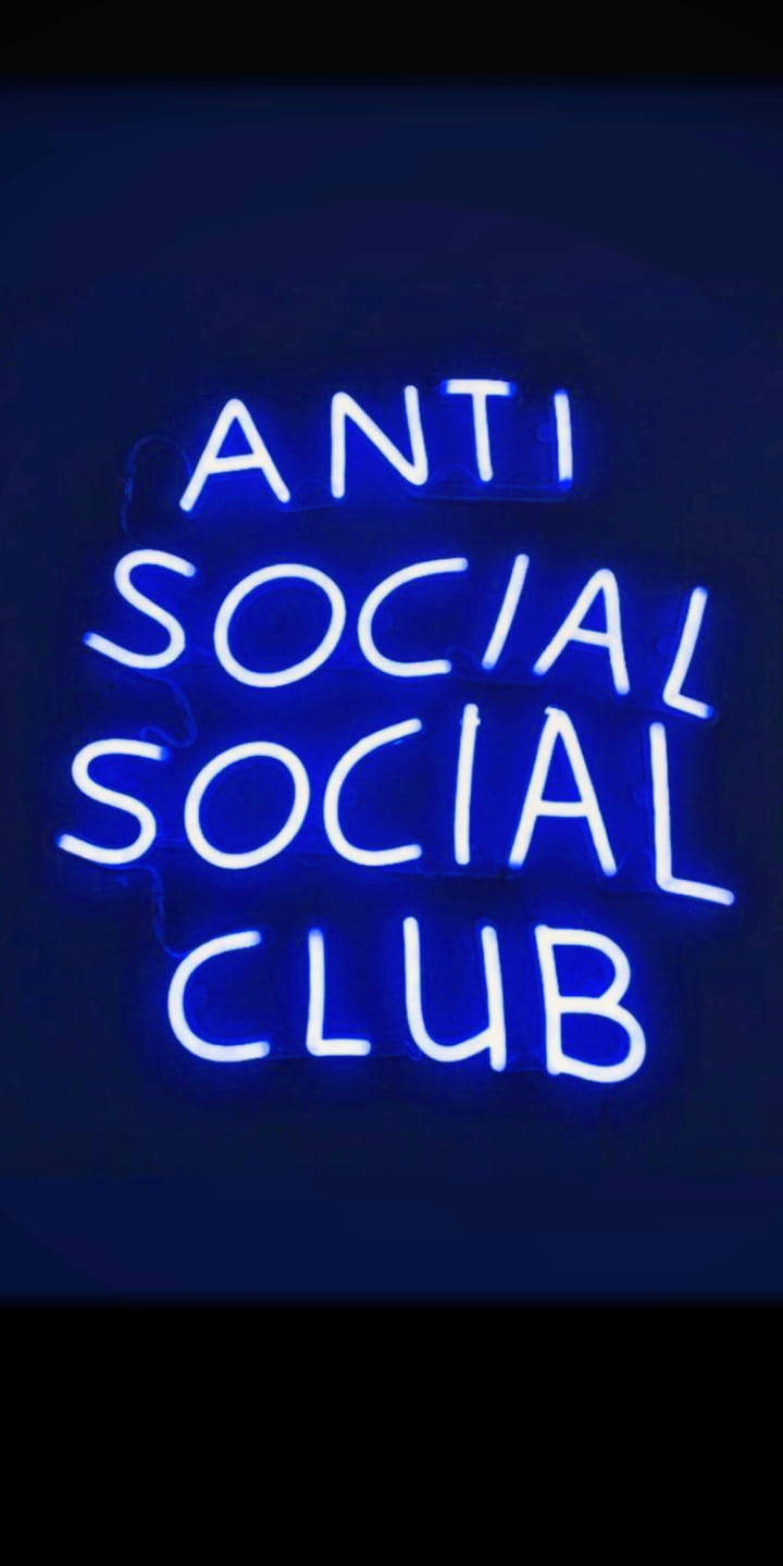 ป้ายนีออนสีน้ำเงิน Anti Social Social Club วอลเปเปอร์