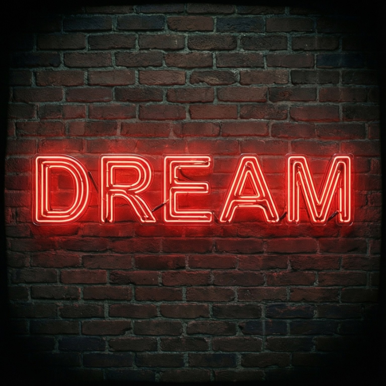 ป้ายนีออนสีแดง 'DREAM' วอลเปเปอร์