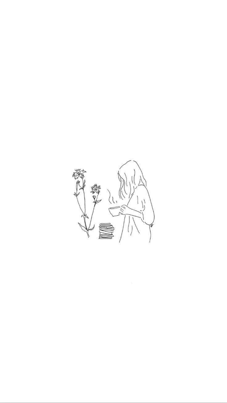 ผู้หญิงถือแก้วกาแฟสไตล์มินิมอล วอลเปเปอร์