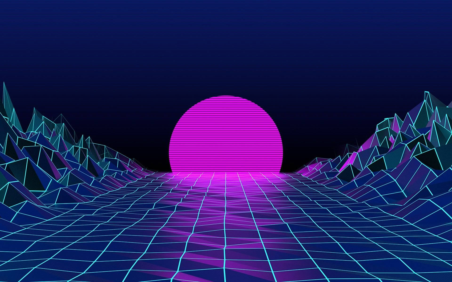 วอลเปเปอร์พระอาทิตย์ตกดินสไตล์ Vaporwave สำหรับแล็ปท็อป — สุนทรียภาพ โน้ตบุ๊ก GIF วอลเปเปอร์