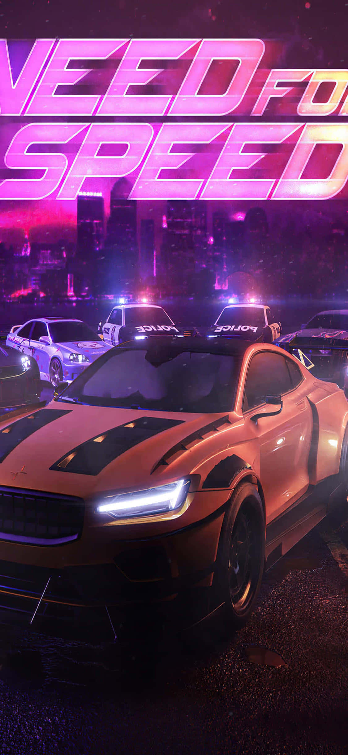 "พร้อมที่จะไหม้ยางกับ iPhone Xs และ Need For Speed Heat!" วอลเปเปอร์