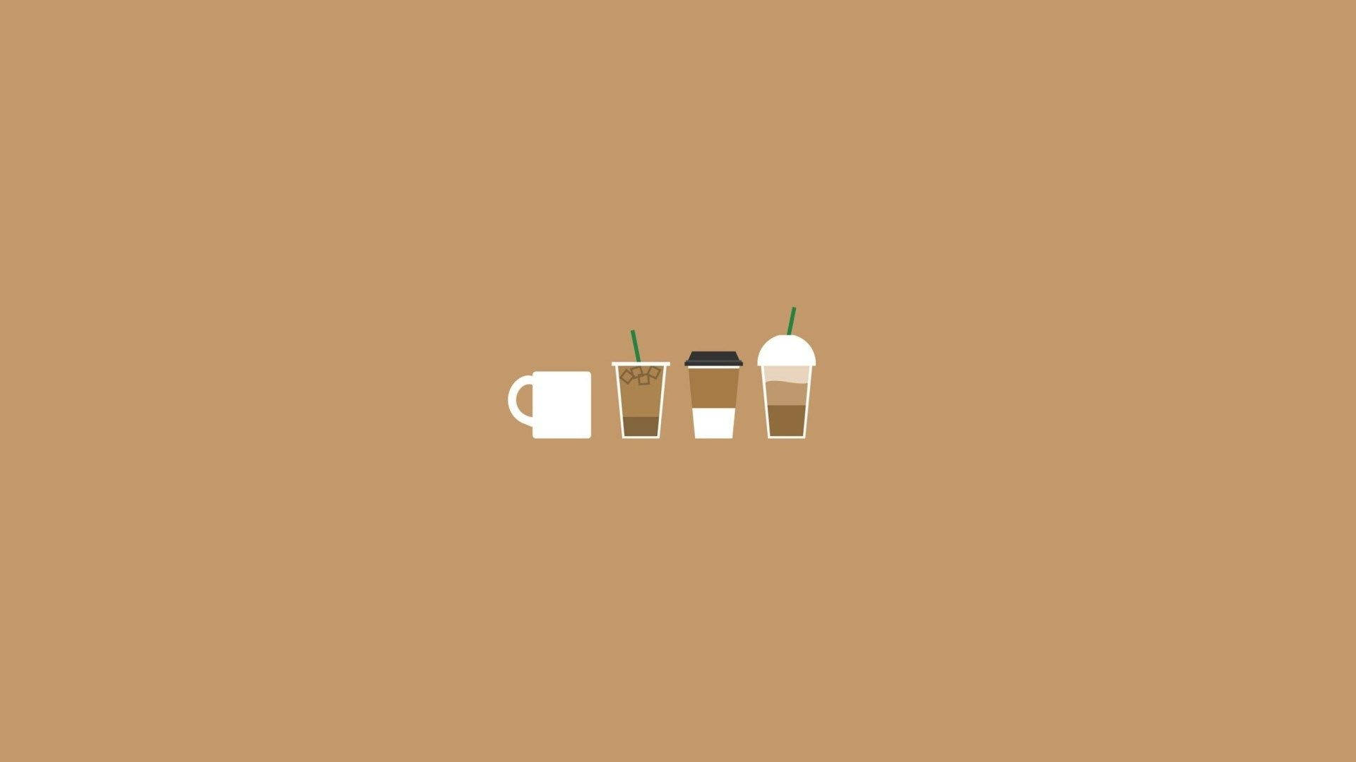 พักดื่มกาแฟบนพื้นหลังสีเบจ วอลเปเปอร์