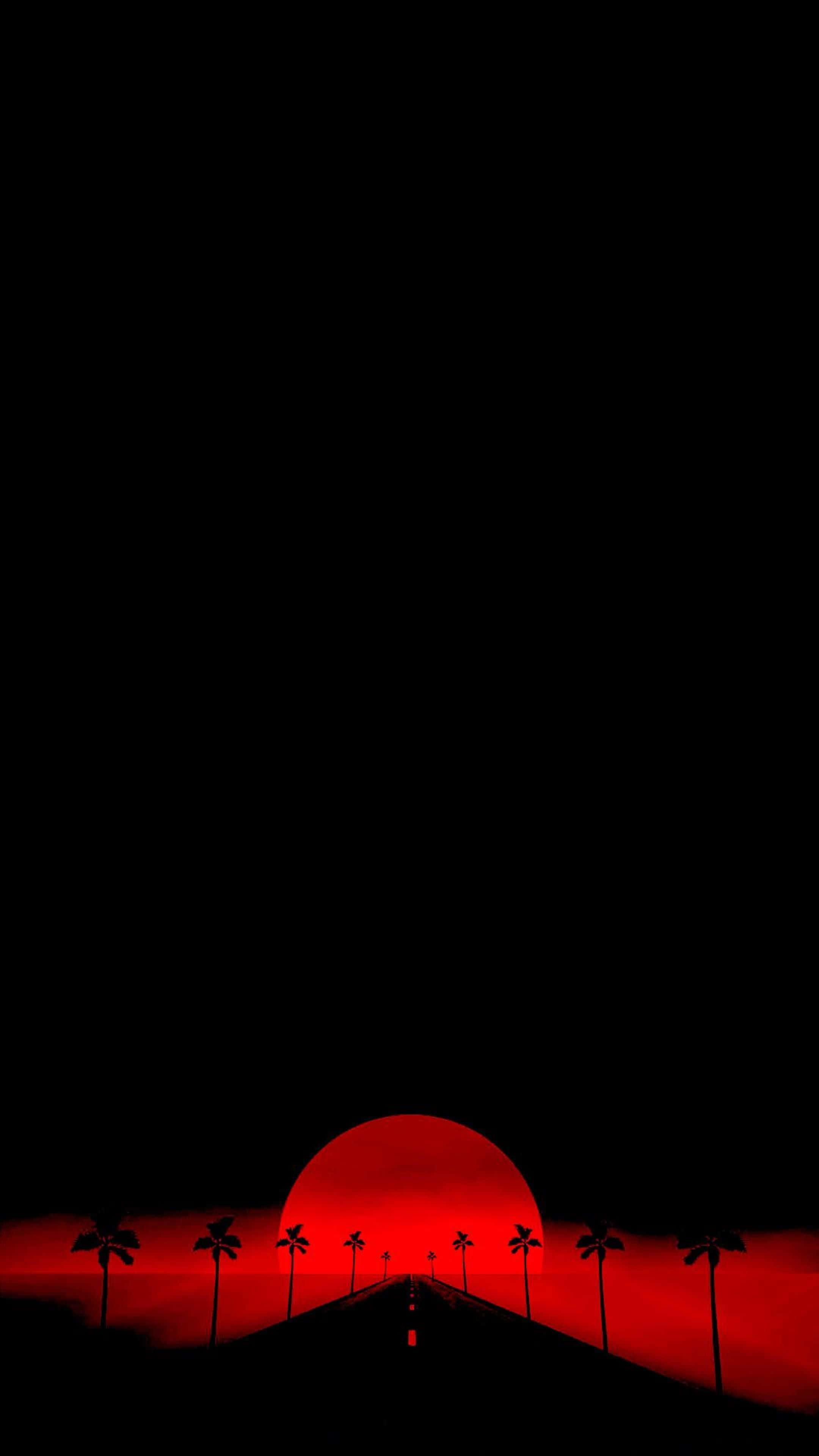 พื้นหลัง AMOLED ถนนพระอาทิตย์สีแดง วอลเปเปอร์