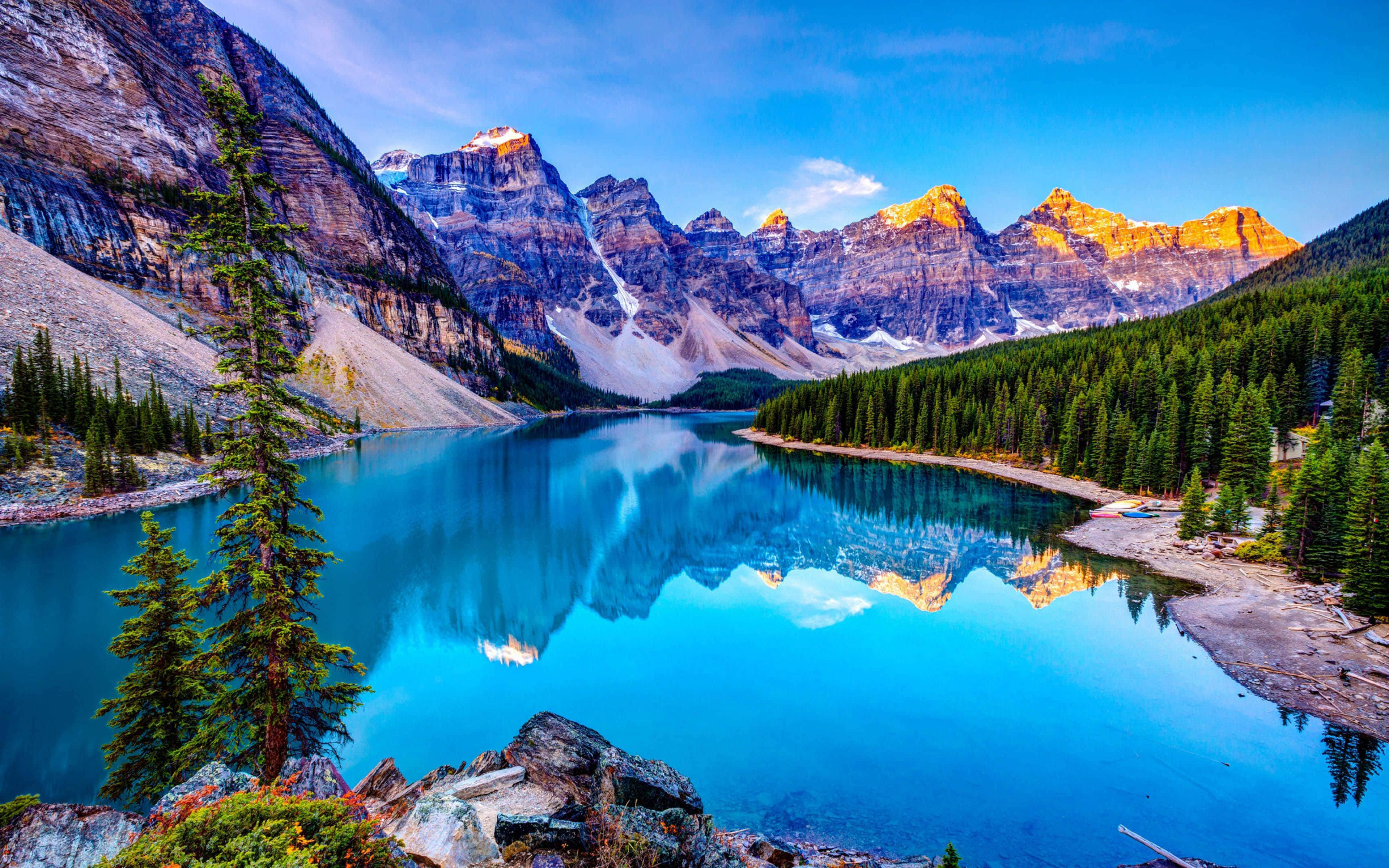 พื้นหลัง Banff National Park Alberta Canada 4K วอลเปเปอร์
