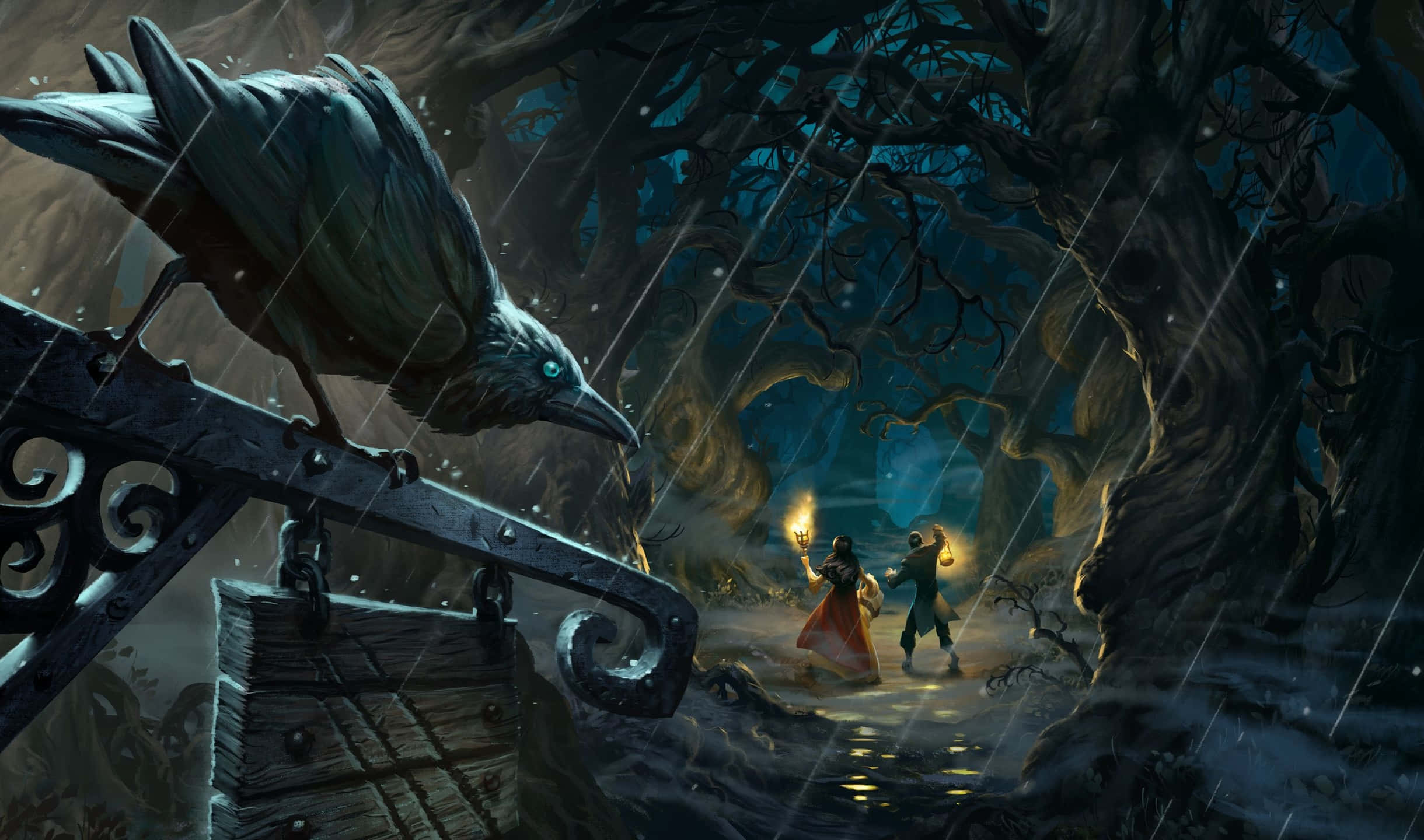 พื้นหลัง Hearthstone ป่า Witchwood สุดหลอน 2440x1440 วอลเปเปอร์