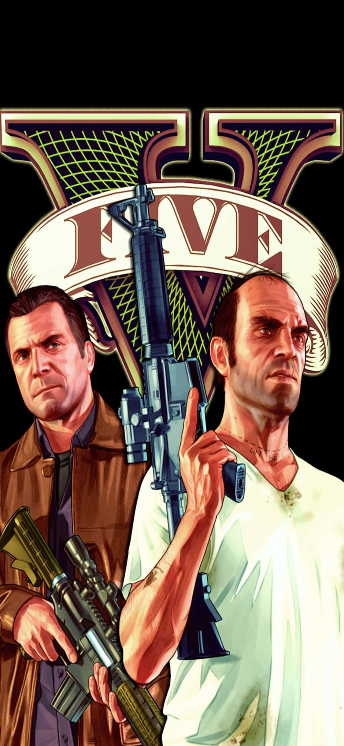 พื้นหลัง iPhone X Grand Theft Auto V ไมเคิลและเทรเวอร์ วอลเปเปอร์