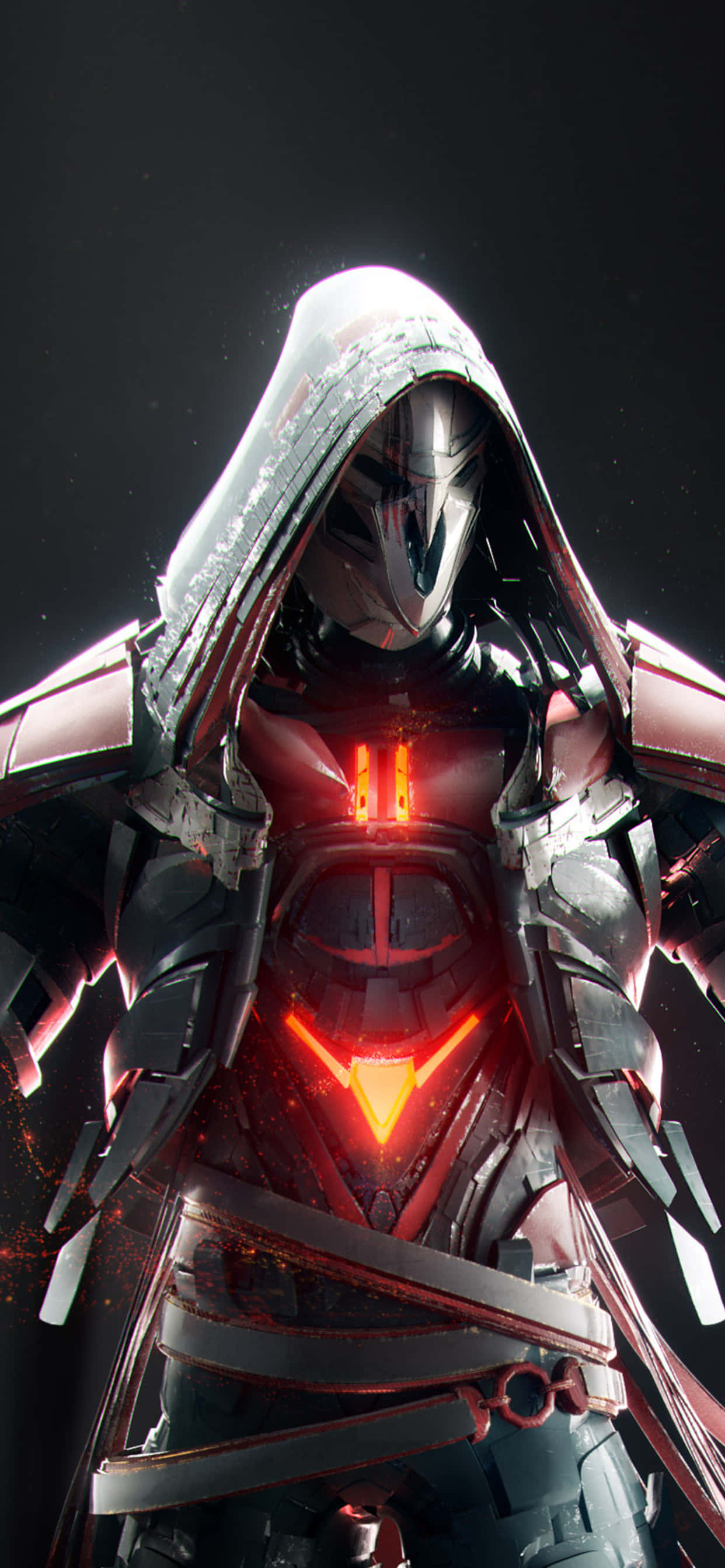 พื้นหลัง iPhone Xs Max Overwatch Reaper เสื้อฮู้ดสีขาว วอลเปเปอร์