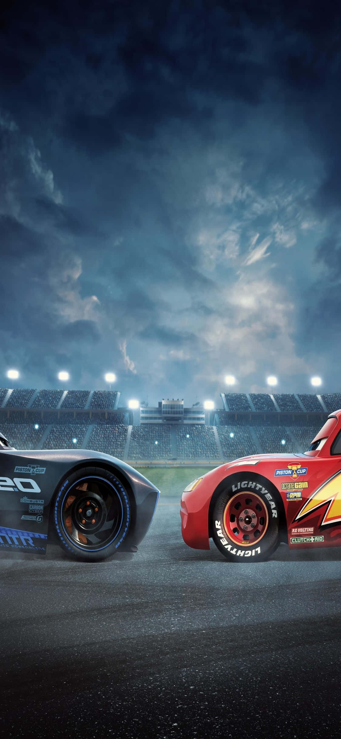 พื้นหลัง iPhone X รถยนต์ McQueen และ Jackson Storm วอลเปเปอร์