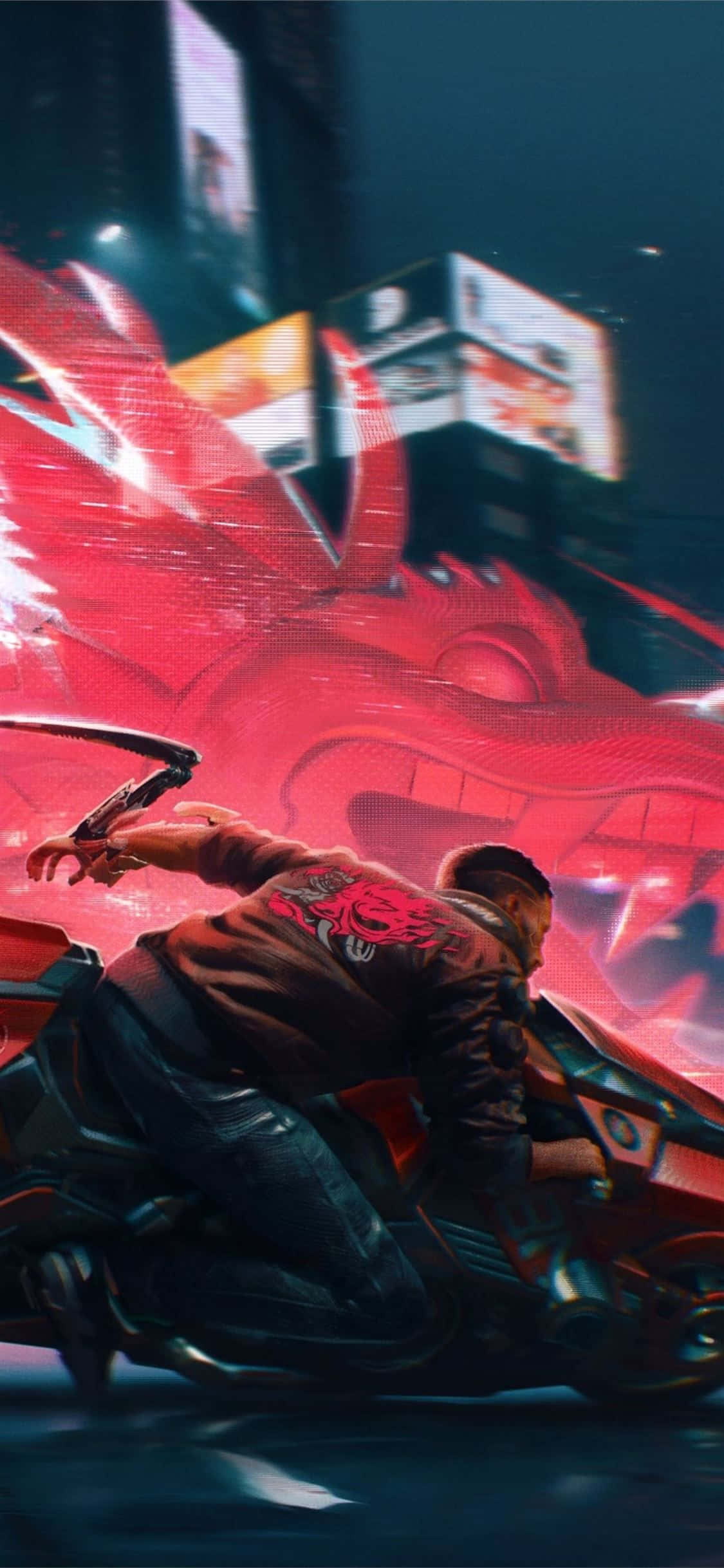 วอลเปเปอร์ iPhone XS Max Cyberpunk 2077 พื้นหลังมังกร วอลเปเปอร์
