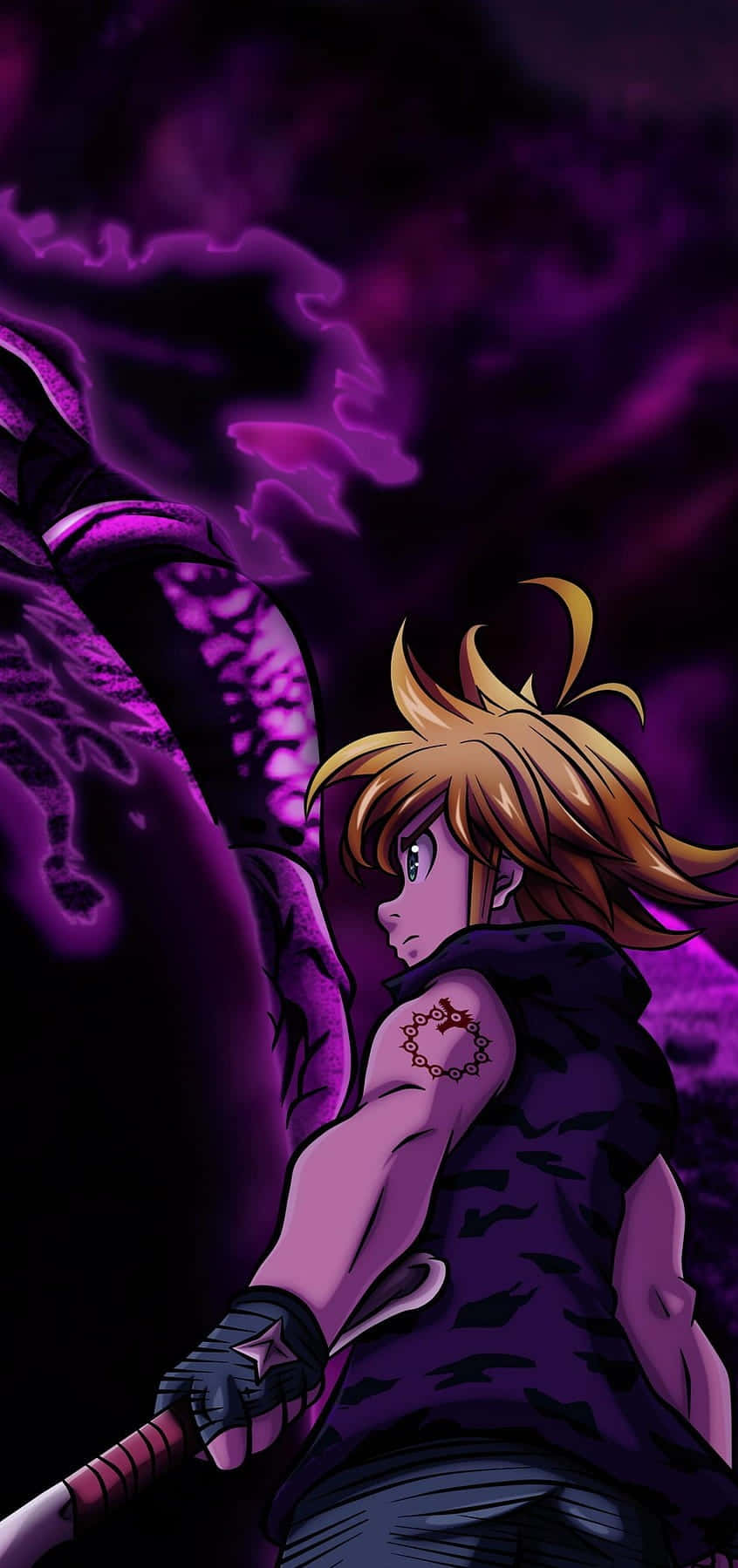 iPhone Xs Max Apple พื้นหลัง Meliodas วอลเปเปอร์