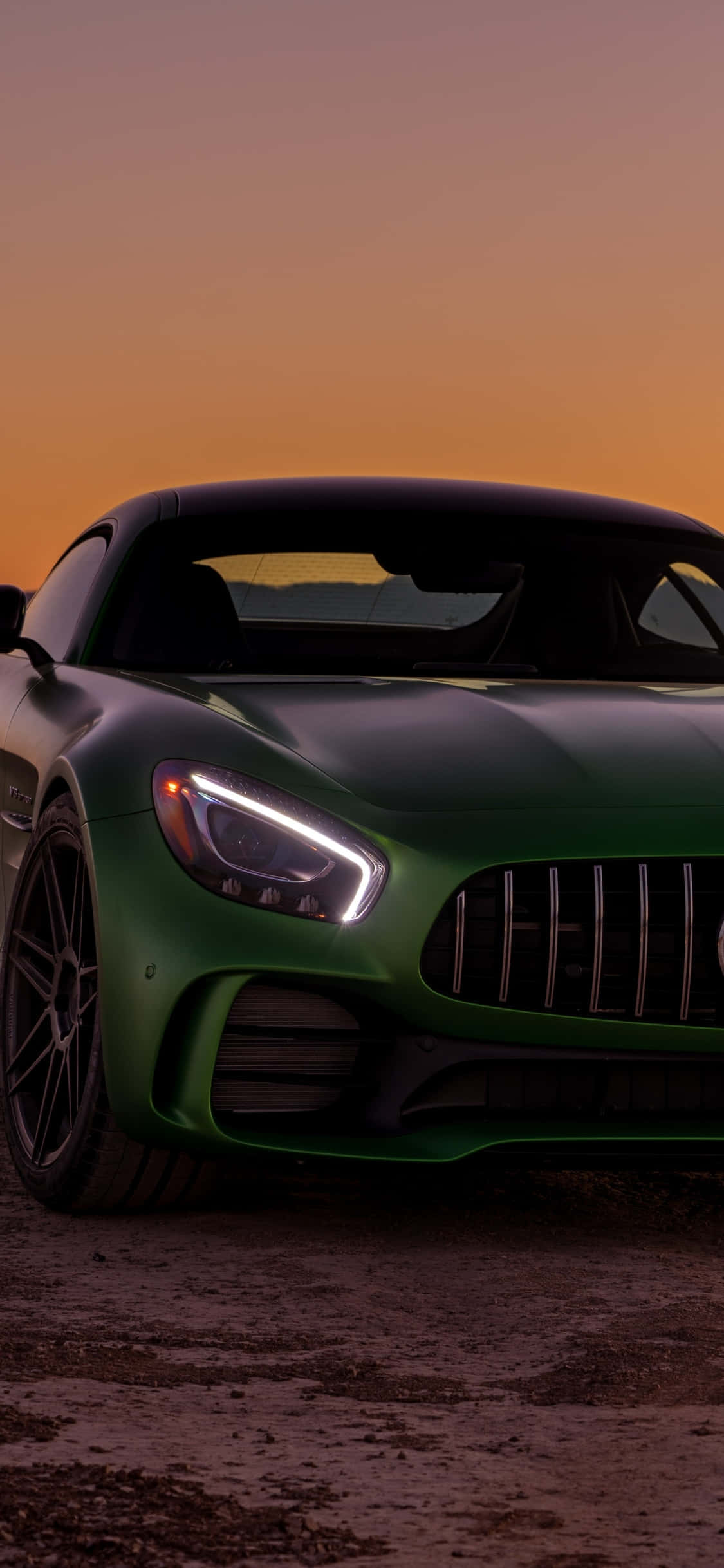 พื้นหลัง iPhone X AMG GT-R สีเขียว Mercedes AMG วอลเปเปอร์