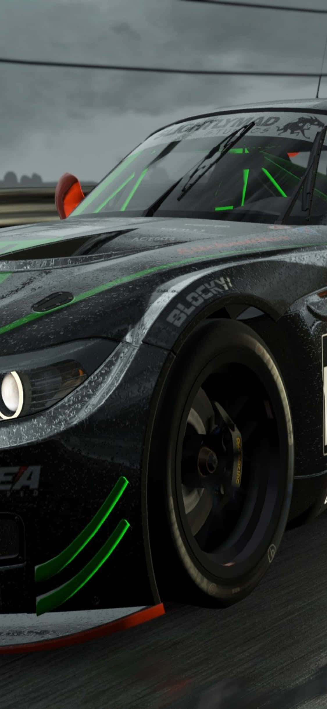 พื้นหลัง iPhone X Project Cars สีดำมัน BMW Z4 GT3 (E89) วอลเปเปอร์