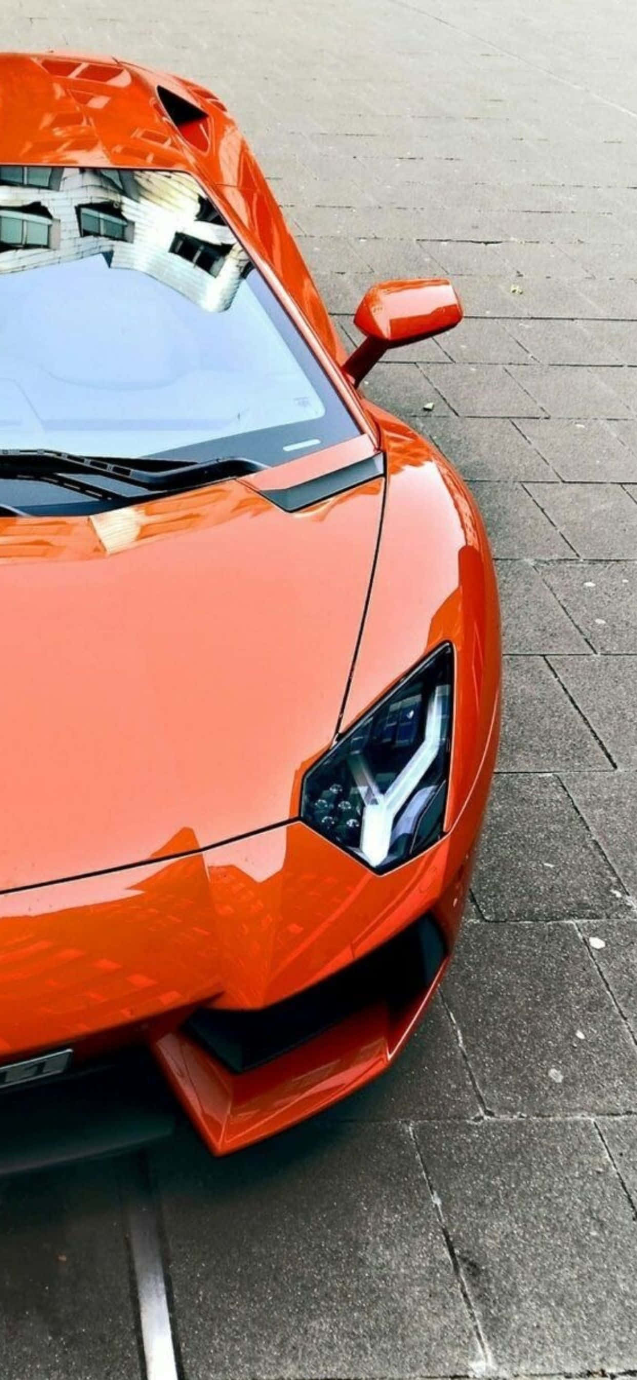 พื้นหลัง Lamborghini Aventador สีส้ม สำหรับ iPhone XS Max วอลเปเปอร์