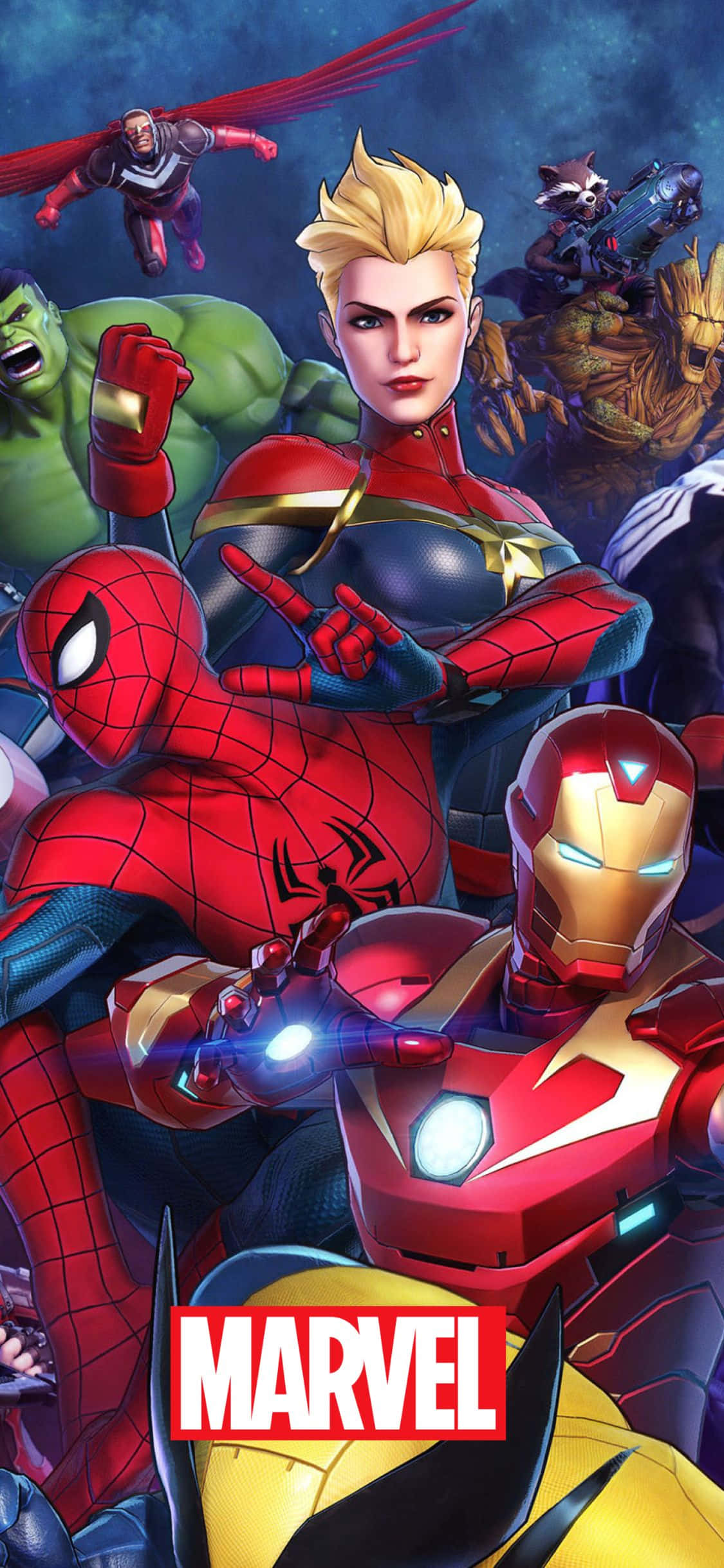 พื้นหลัง Marvel iPhone XS กับซูเปอร์ฮีโร่ต่างๆ วอลเปเปอร์