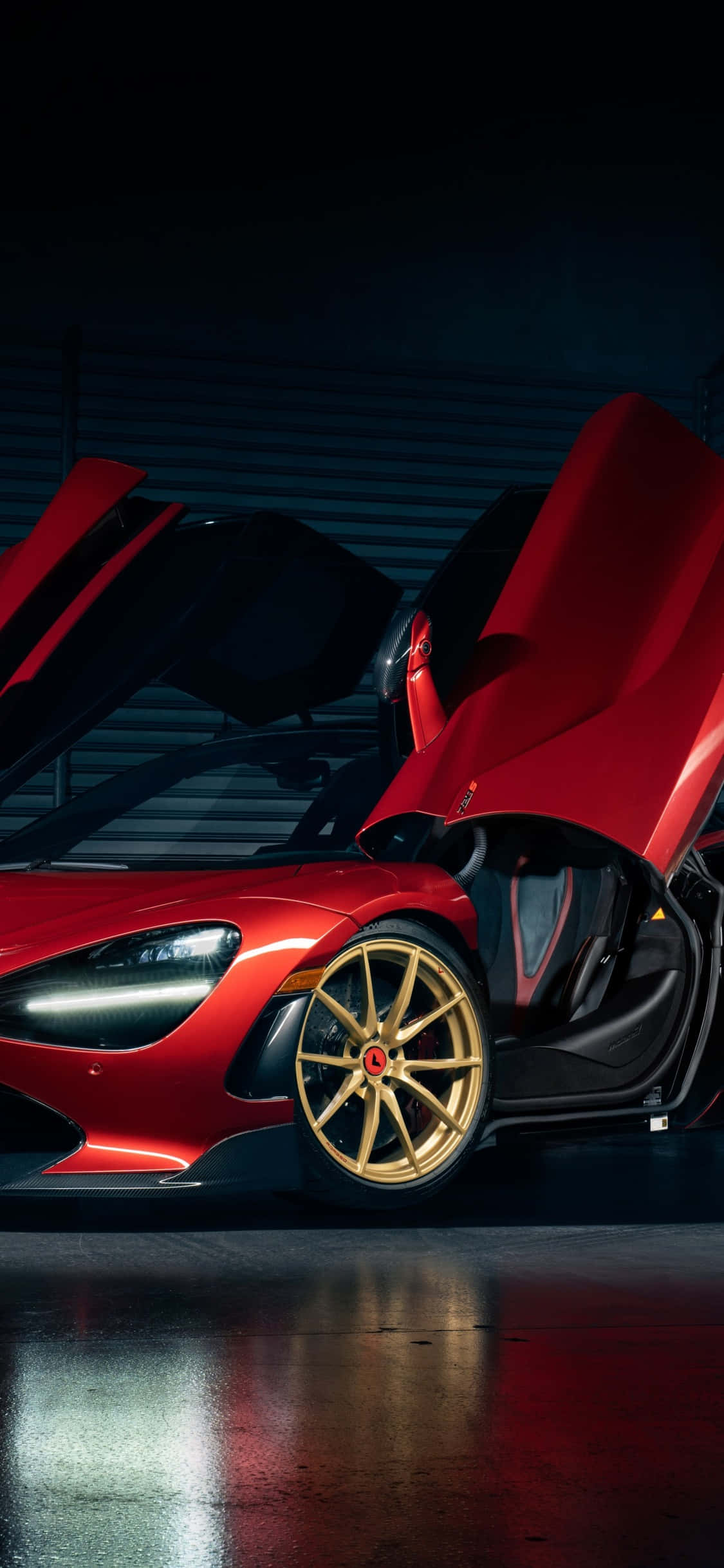 พื้นหลังประตูสีแดง iPhone X McLaren 720s วอลเปเปอร์