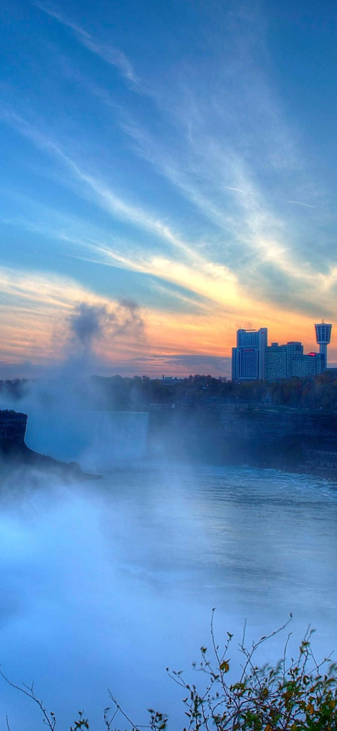 พื้นหลัง Sunrise iPhone X Niagara Falls วอลเปเปอร์