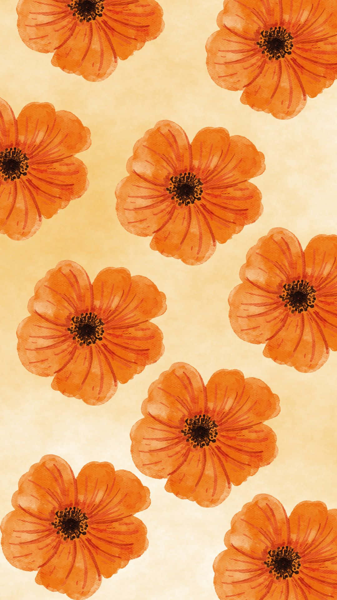 พื้นหลังลายดอกไม้สีส้มสไตล์ VSCO วอลเปเปอร์