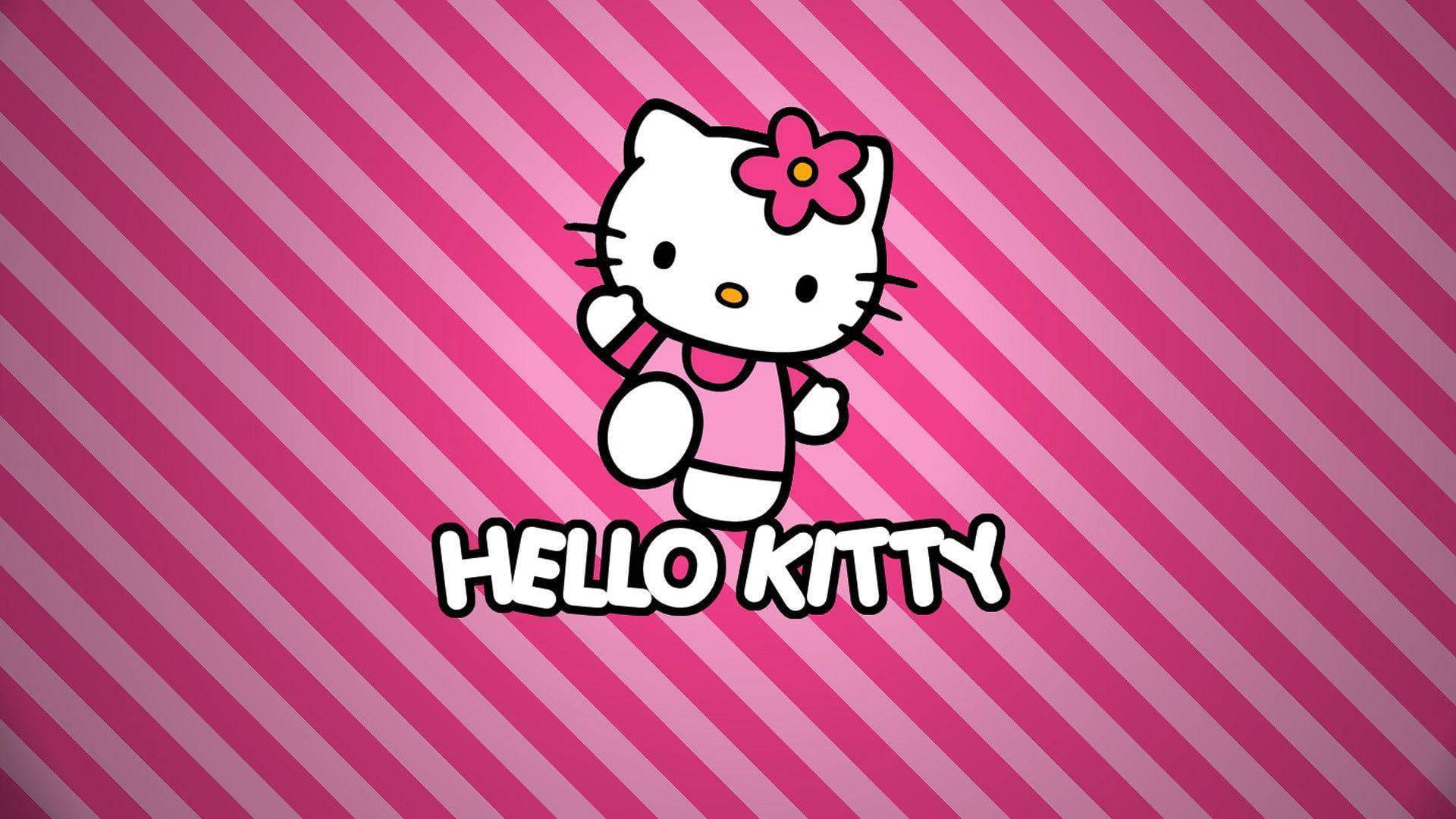 พื้นหลังลายเส้นสีชมพู Hello Kitty วอลเปเปอร์