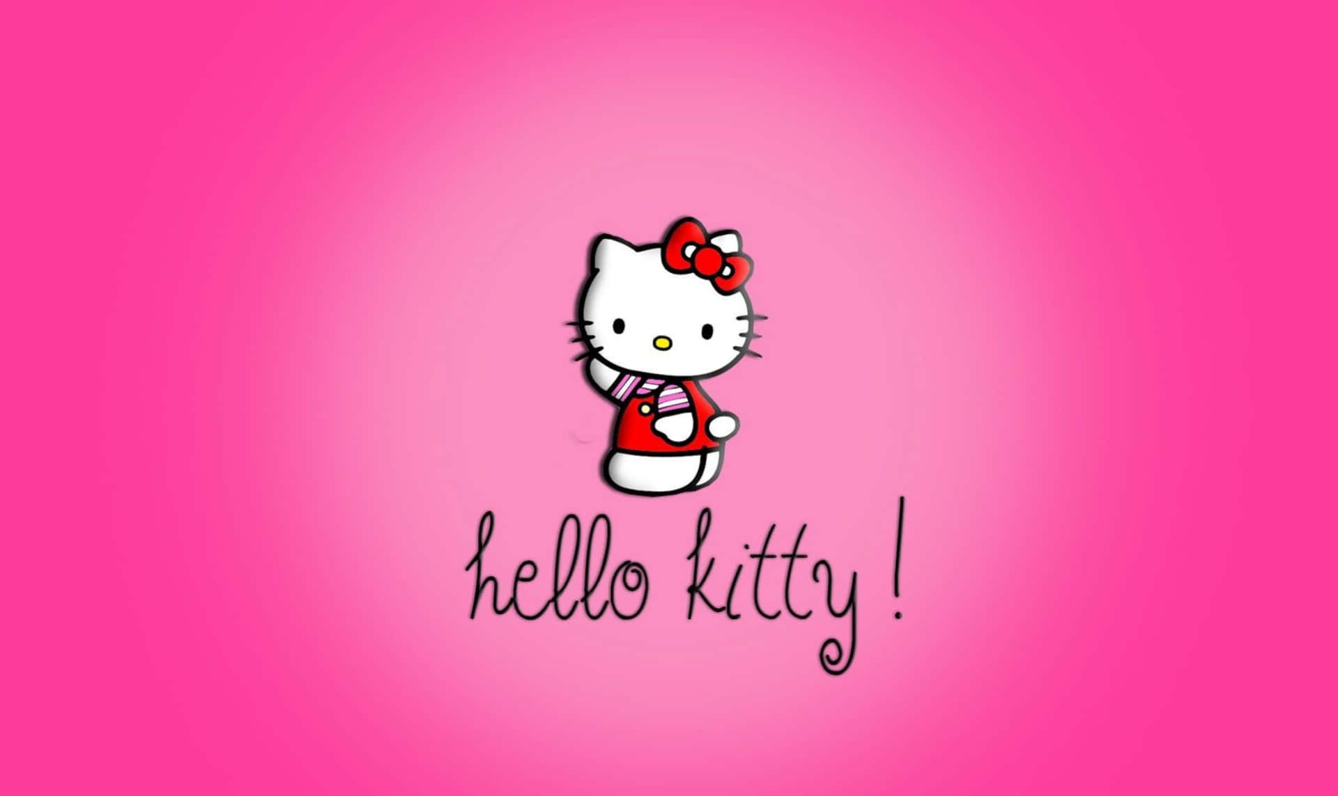 พื้นหลังสีชมพู Hello Kitty พร้อมแล็ปท็อป วอลเปเปอร์